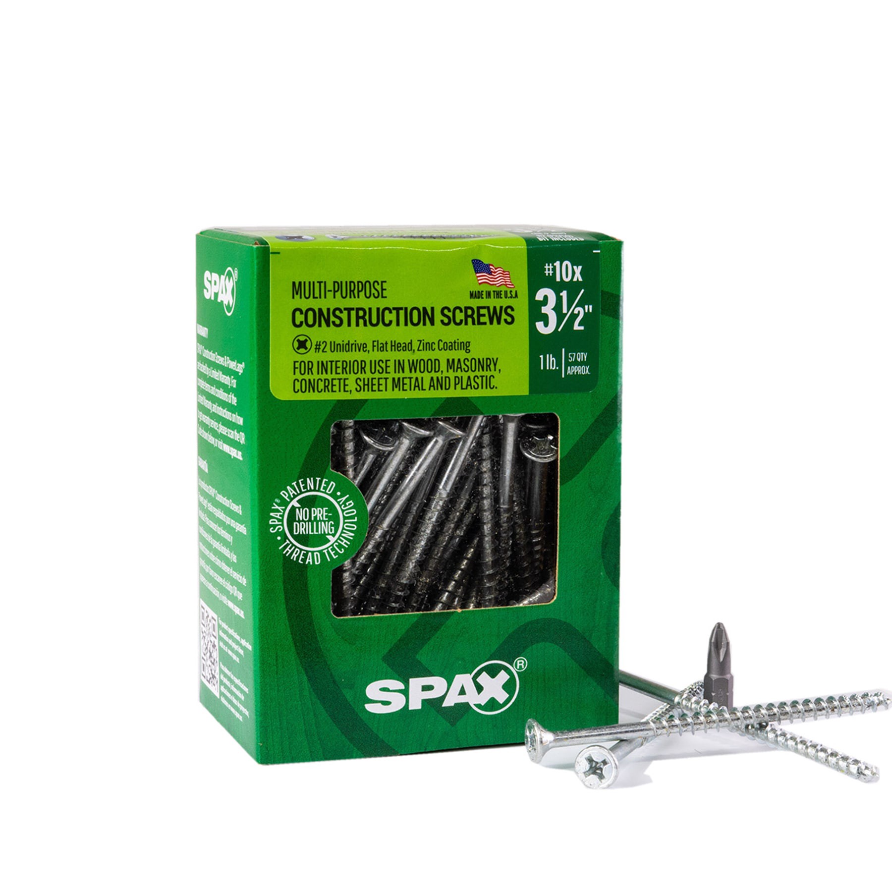 slide 1 of 6, SPAX Multi-Material #10 x 3-1/2-in Zinc-plated Interior Wood screws ( 57 -Per Box ), 1 ct
