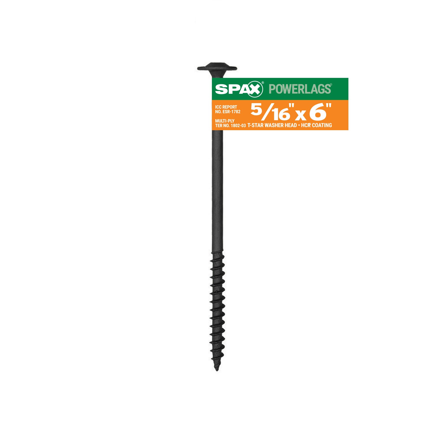 slide 1 of 5, SPAX 5/16-in x 6-in Black Coated Washer -Head Exterior Structural wood screws, 1 ct