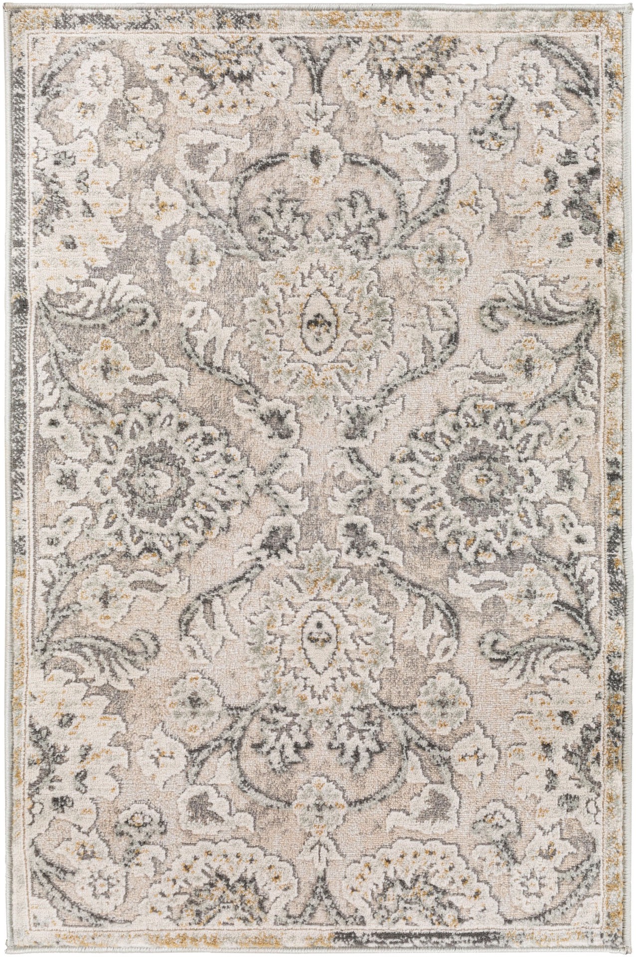 slide 2 of 6, allen + roth Delft 2 x 3 (ft) Loomed Gray Rectangular Indoor Floral/Botanical Persian Pet Friendly Area rug, 1 ct