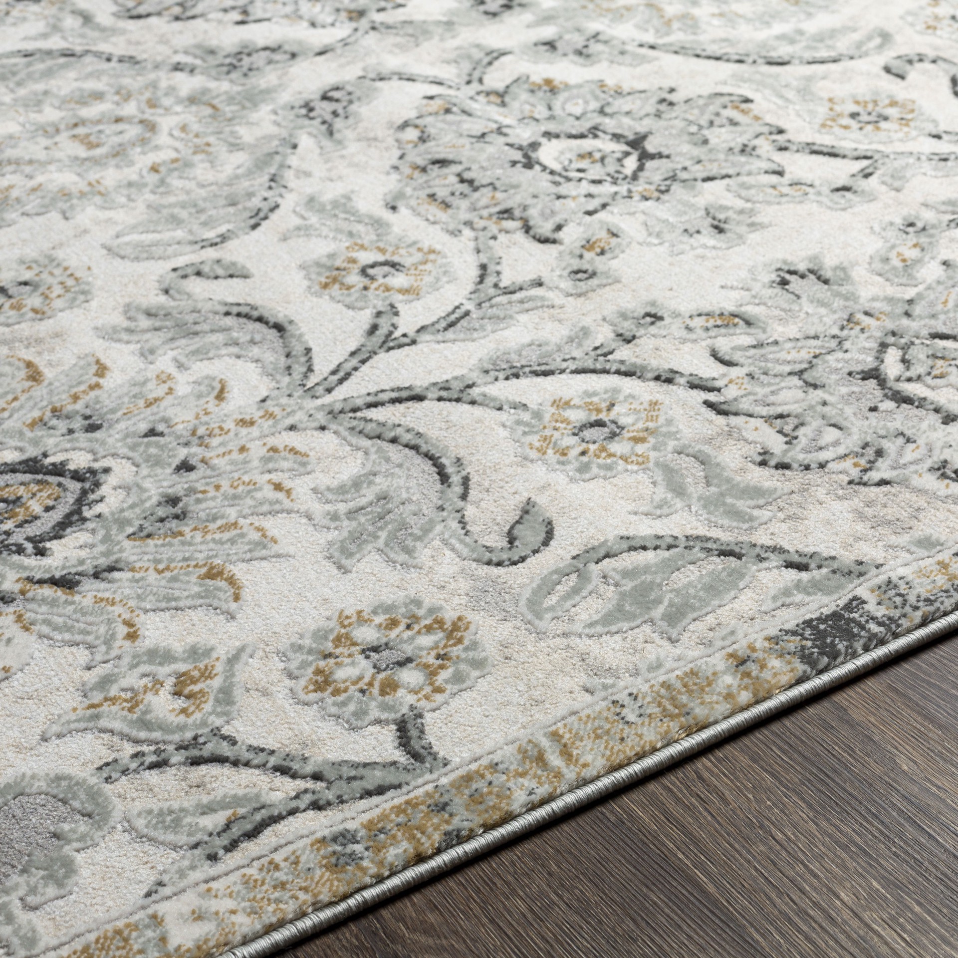 slide 4 of 6, allen + roth Delft 2 x 3 (ft) Loomed Gray Rectangular Indoor Floral/Botanical Persian Pet Friendly Area rug, 1 ct