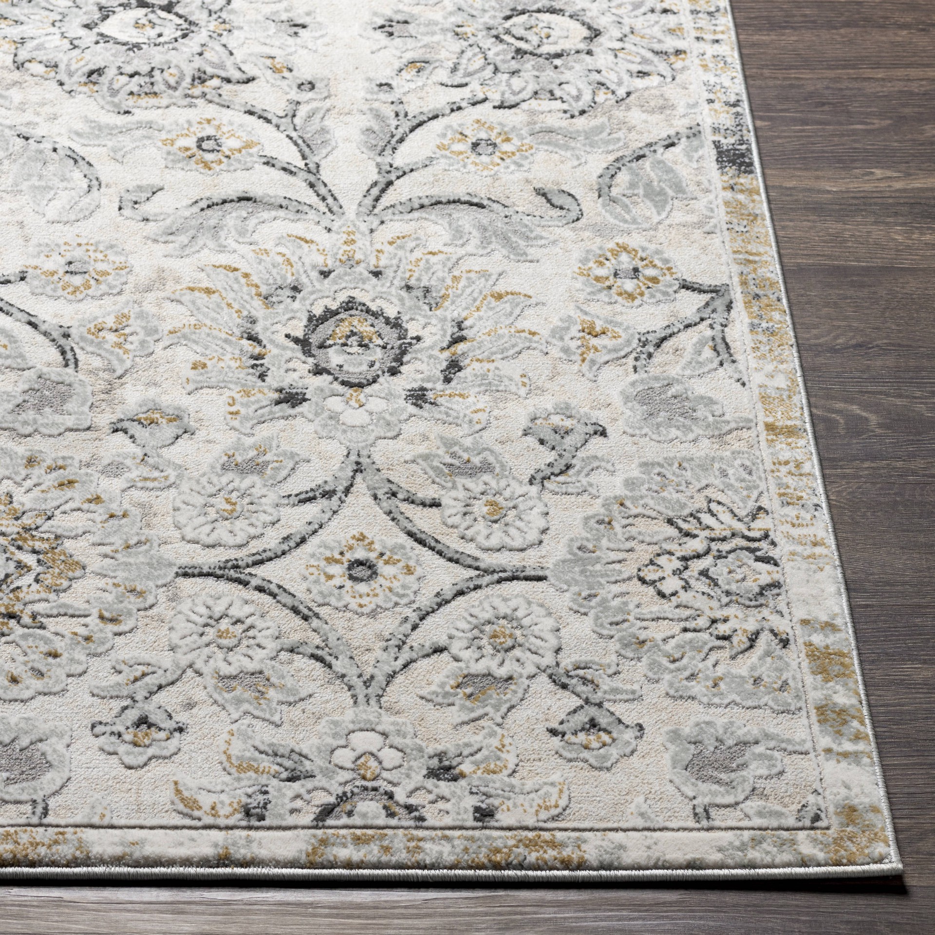 slide 5 of 6, allen + roth Delft 2 x 3 (ft) Loomed Gray Rectangular Indoor Floral/Botanical Persian Pet Friendly Area rug, 1 ct