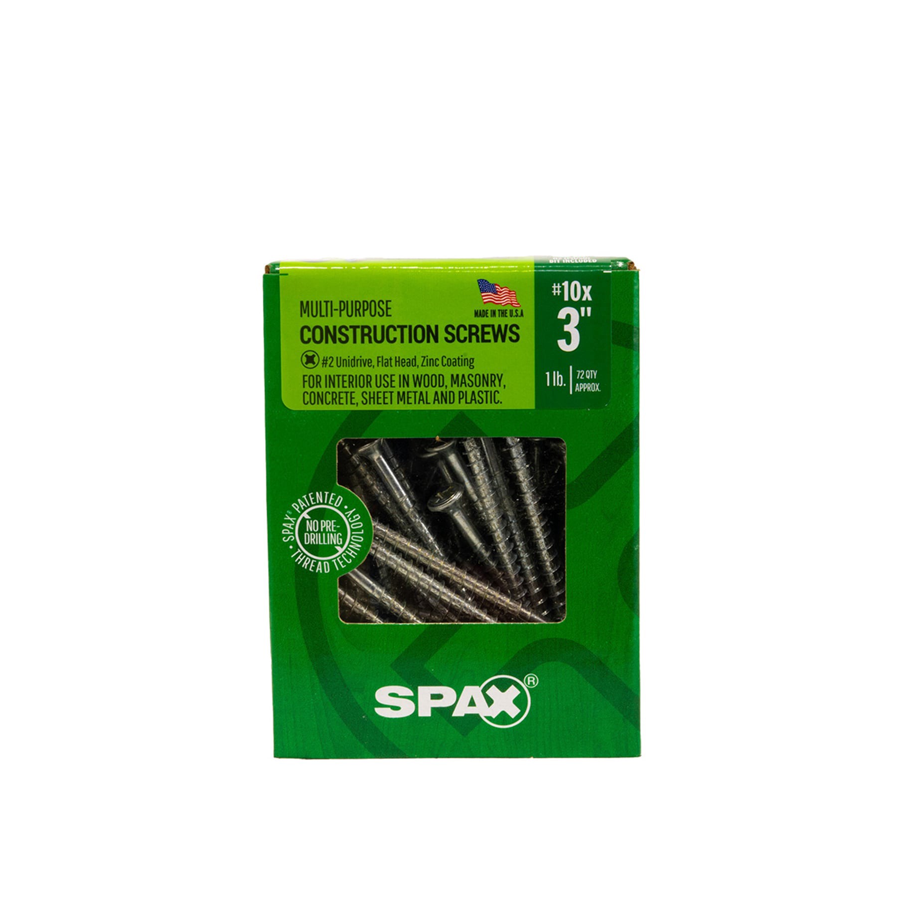 slide 3 of 6, SPAX Multi-Material #10 x 3-in Zinc-plated Interior Wood screws ( 72 -Per Box ), 1 ct