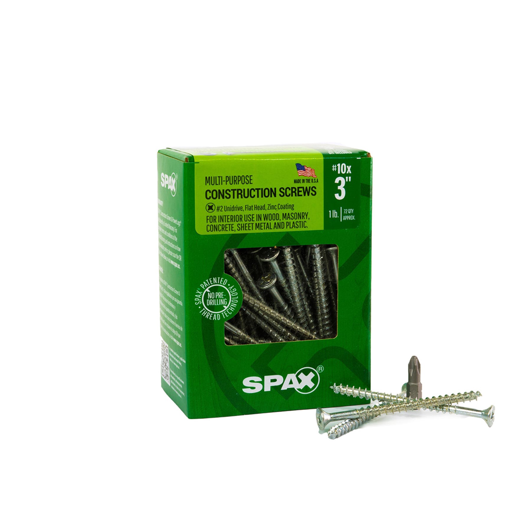 slide 1 of 6, SPAX Multi-Material #10 x 3-in Zinc-plated Interior Wood screws ( 72 -Per Box ), 1 ct