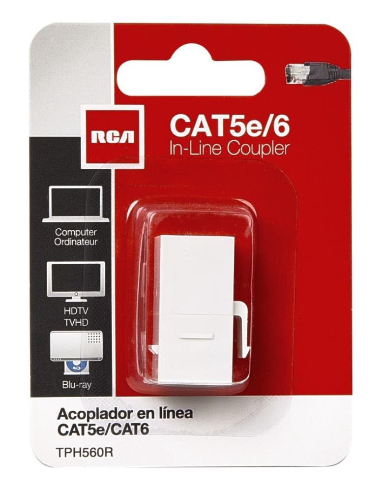 slide 2 of 6, RCA 0.105-ft Cat 5e cat 6 White Ethernet Cable Blister card, 1 ct
