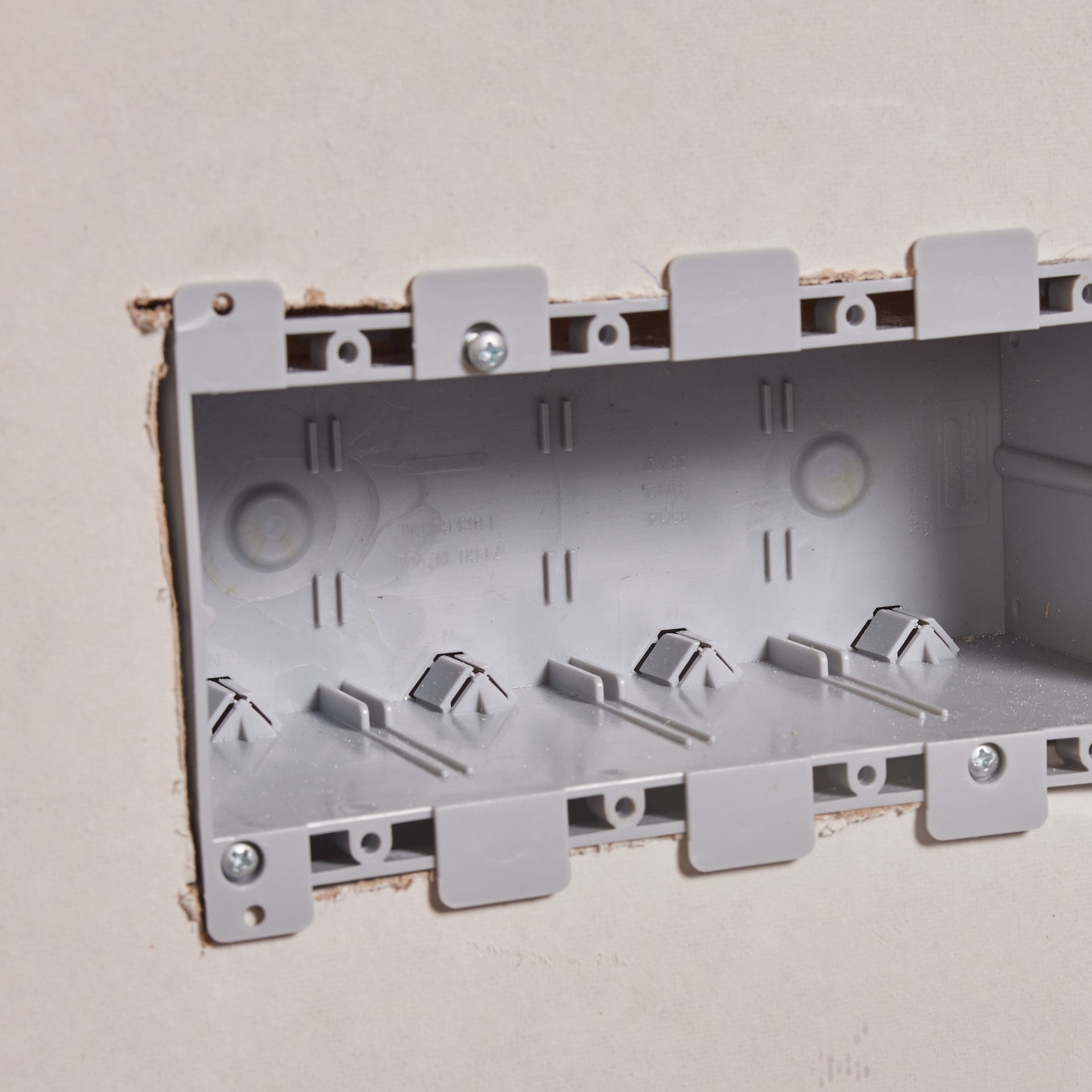 slide 6 of 6, CANTEX 4 -Gang PVC Old work Switch/Outlet Electrical Box, 1 ct