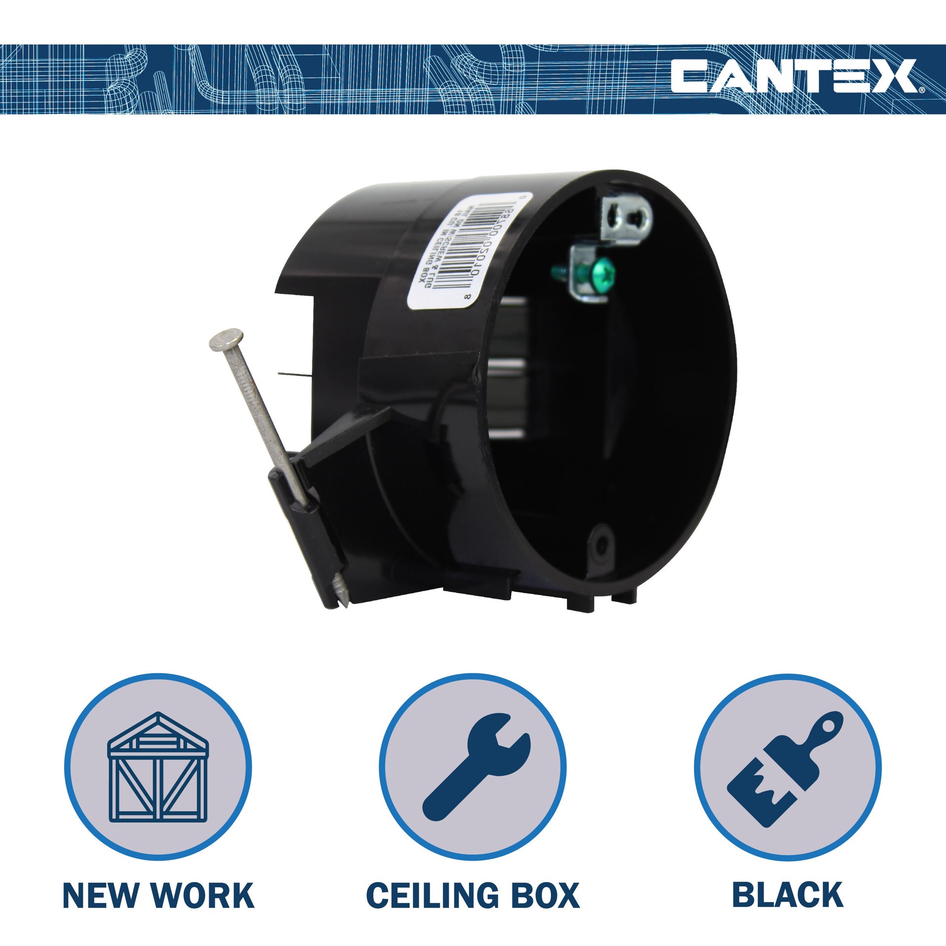 slide 3 of 6, CANTEX Polycarbonate New work Switch/Outlet Electrical Box 75 -Pack, 1 ct