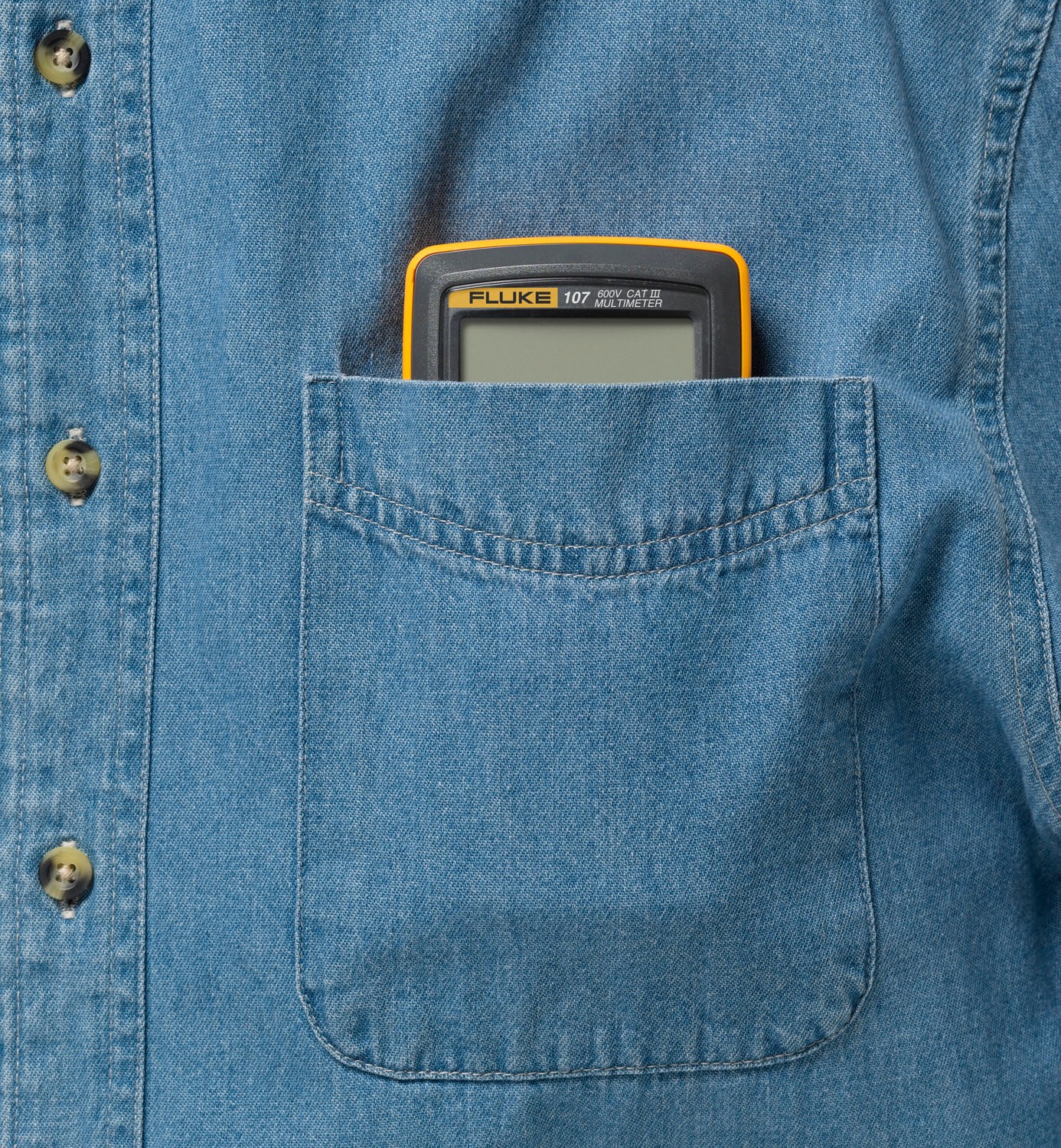 slide 4 of 4, Fluke 107 Pocket Digital Display Multimeter 600 -Volt, 1 ct