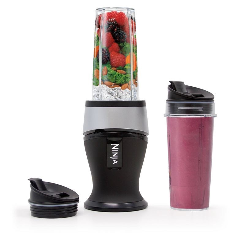 slide 2 of 7, Ninja Fit Single-Serve Blender with Two 16oz Cups - QB3001SS: Personal Smoothie Blender, 700W, BPA-Free, Black, 16 oz