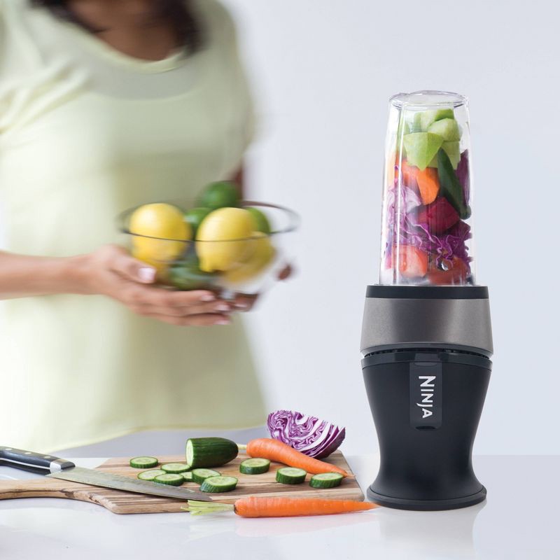 slide 3 of 7, Ninja Fit Single-Serve Blender with Two 16oz Cups - QB3001SS: Personal Smoothie Blender, 700W, BPA-Free, Black, 16 oz