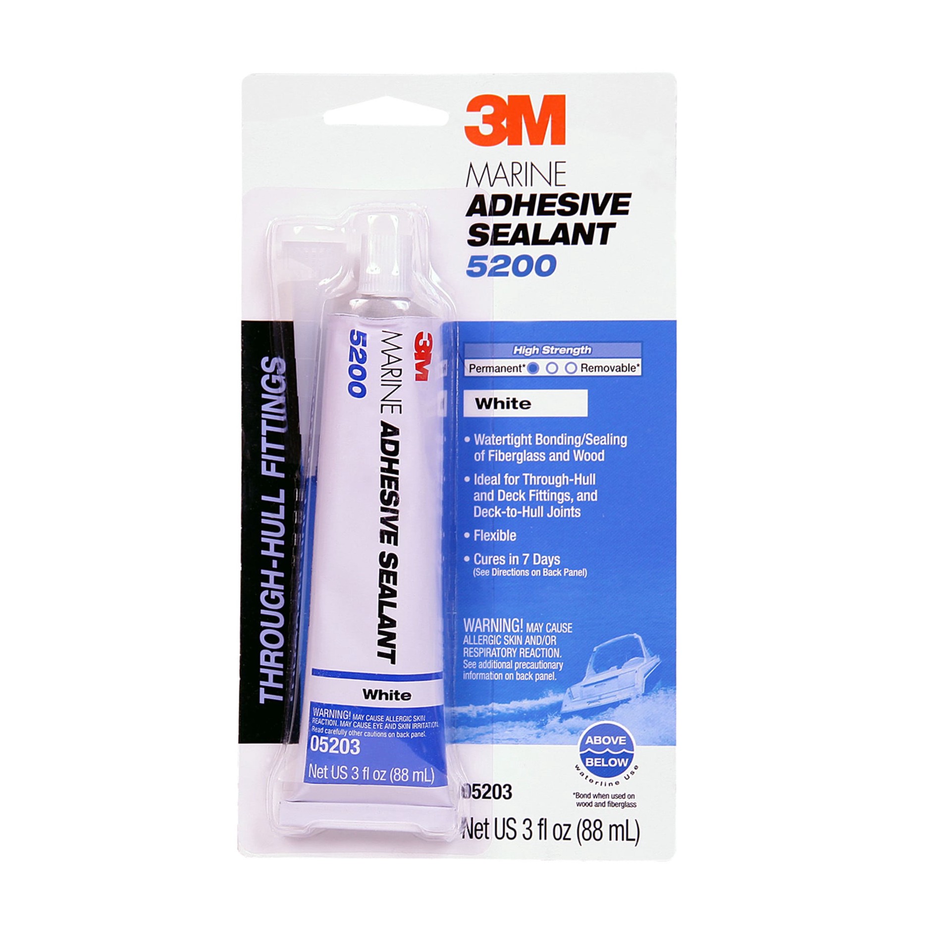 slide 1 of 6, 3M 5200 Marine Adhesive Sealant 3-oz Exterior and Specialty White Paintable Polyurethane Caulk, 1 ct