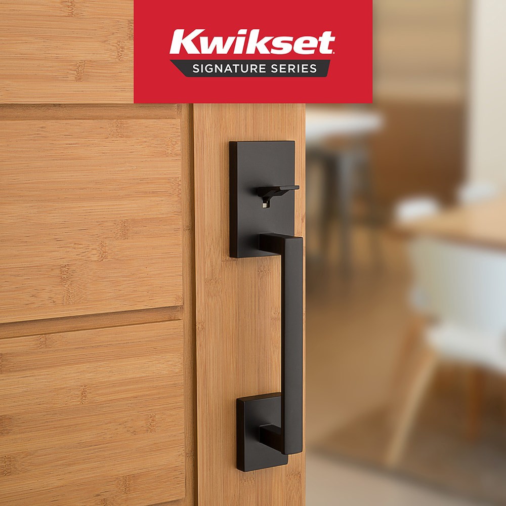 slide 2 of 6, Kwikset Signature Series San Clemente Grip Only Matte Black Exterior Entry Door Handleset, 1 ct
