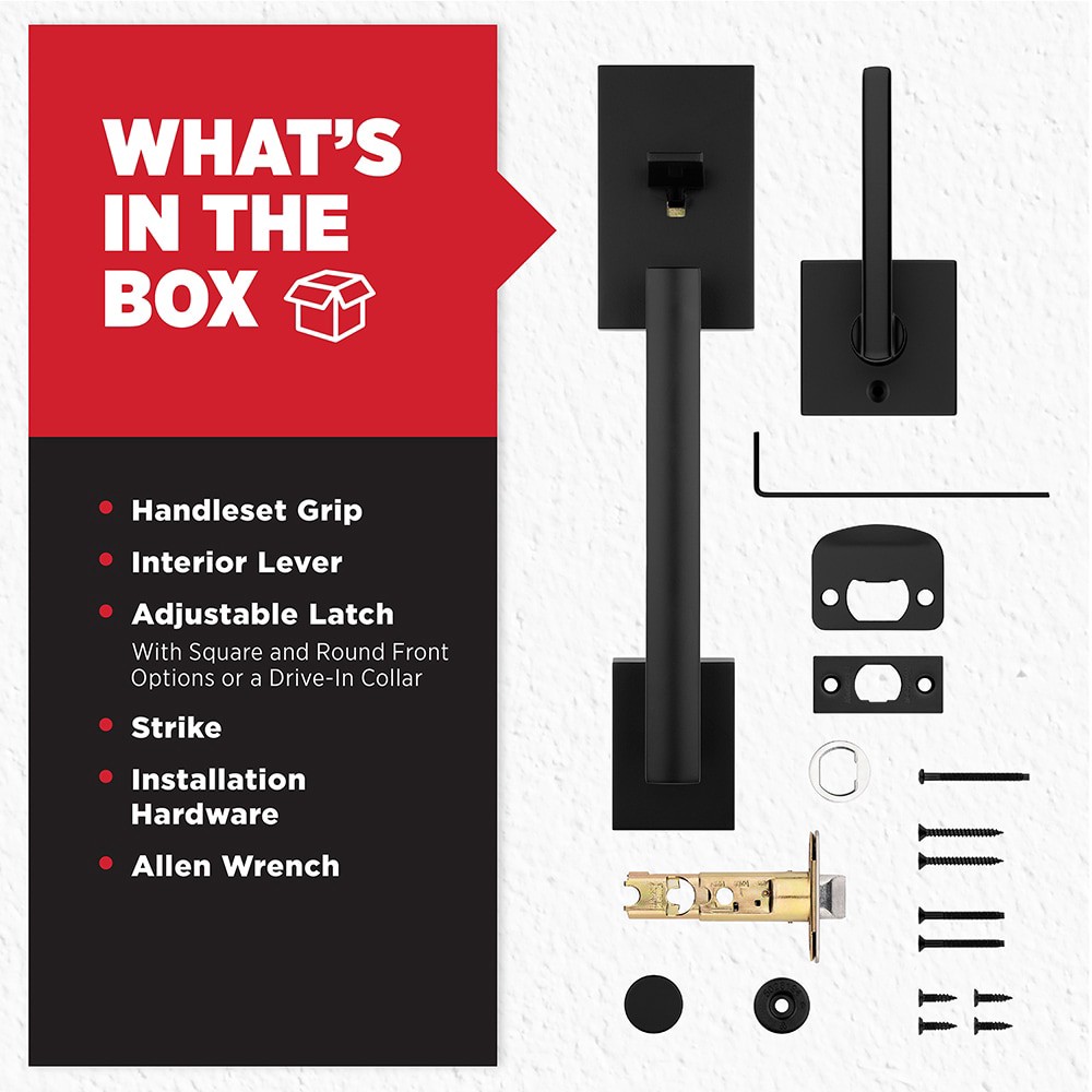 slide 5 of 6, Kwikset Signature Series San Clemente Grip Only Matte Black Exterior Entry Door Handleset, 1 ct