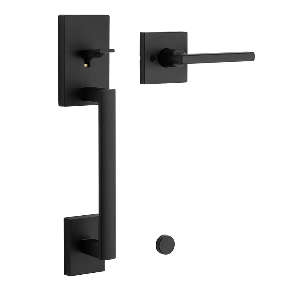 slide 1 of 6, Kwikset Signature Series San Clemente Grip Only Matte Black Exterior Entry Door Handleset, 1 ct