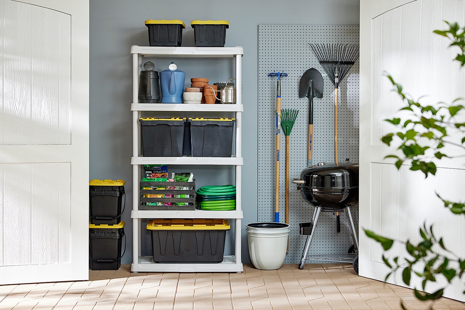 slide 6 of 6, Project Source 5 -Tier Heavy Duty White Plastic Utility shelving unit with Ventilated Shelves ( 36-in W x 18.0-in D x 72.0-in H ), 1 ct