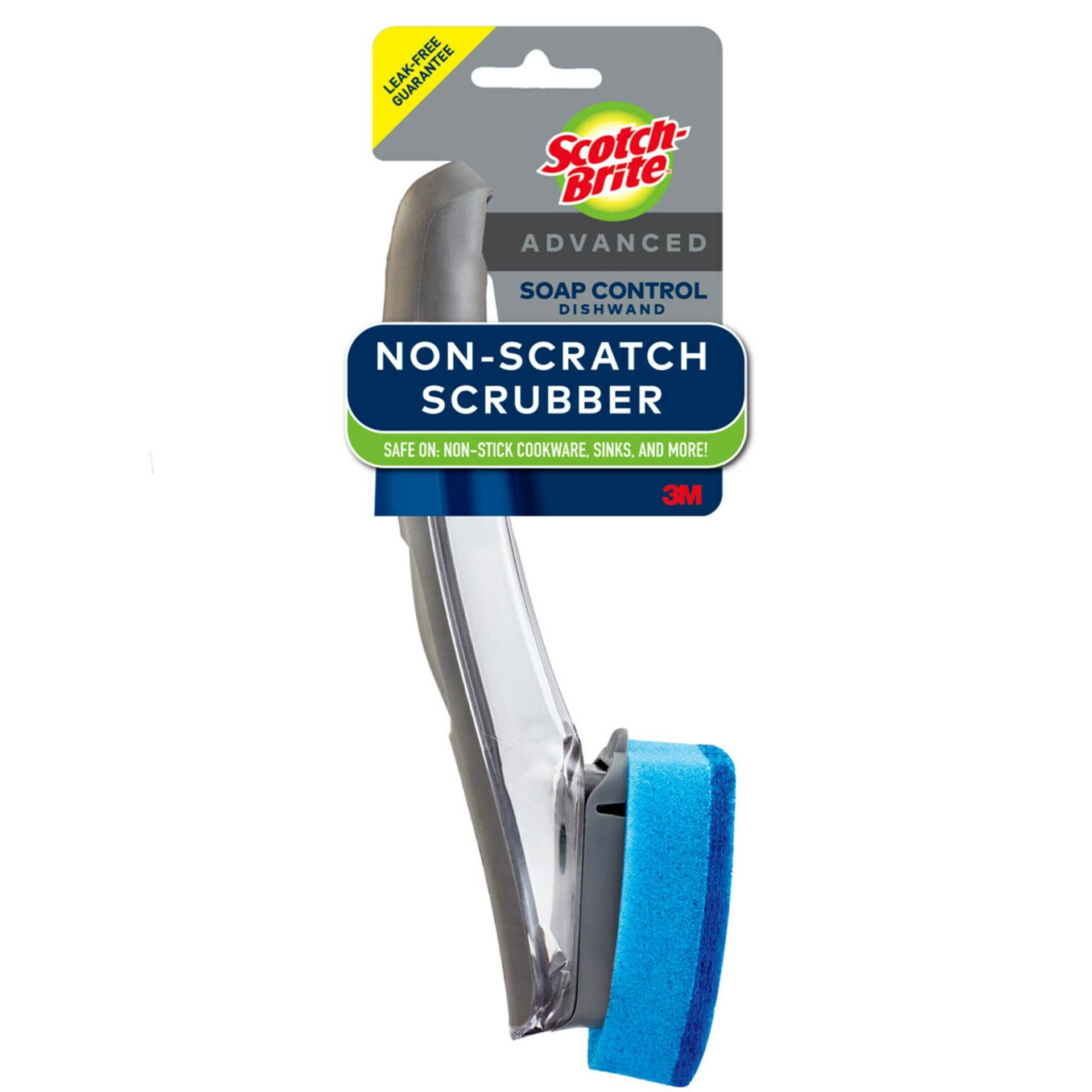 slide 1 of 6, Scotch-Brite Advanced Soap Control Non-Scratch Poly fiber Dish wand with Soap Dispenser, 1 ct