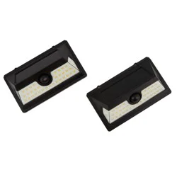 Utilitech 60 -Watt EQ Black Solar LED Outdoor Dusk-to-Dawn Motion-Activated Wall Pack Light 800 -Lumen 2 -Pack