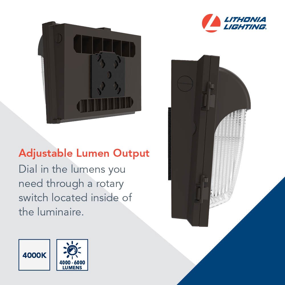 slide 6 of 6, Lithonia Lighting 100 -Watt EQ Textured Hardwired LED Outdoor Wall Pack Light 6950 -Lumen, 1 ct