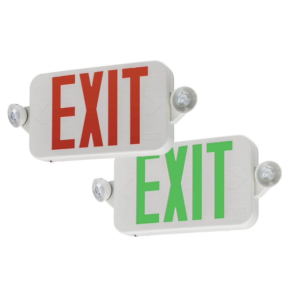 slide 6 of 6, Lithonia Lighting Contractor Select ECRG 2.0 -Watt 120-277 -Volt LED White Hardwired Exit Light with Red/Green Lights, 1 ct