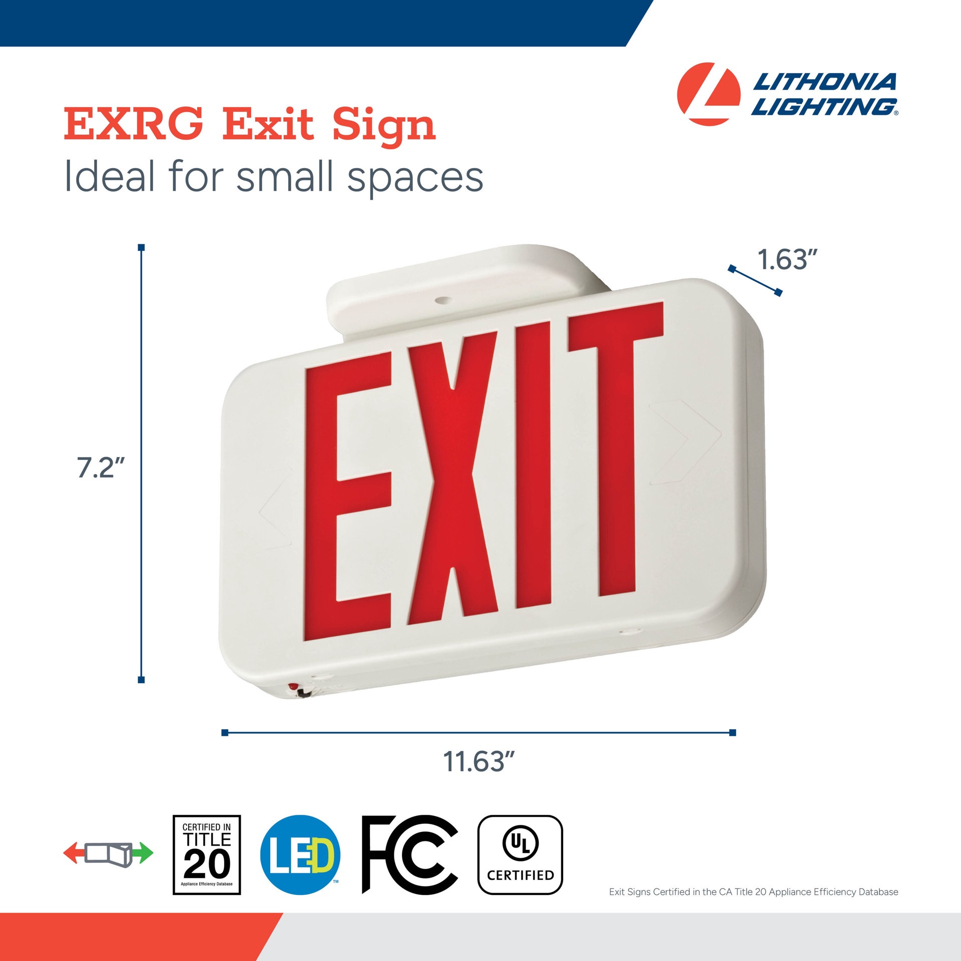 slide 4 of 6, Lithonia Lighting Contractor Select EXRG 0.3 -Watt 120/277 -Volt LED White Hardwired Exit light with Red/Green Lights, 1 ct
