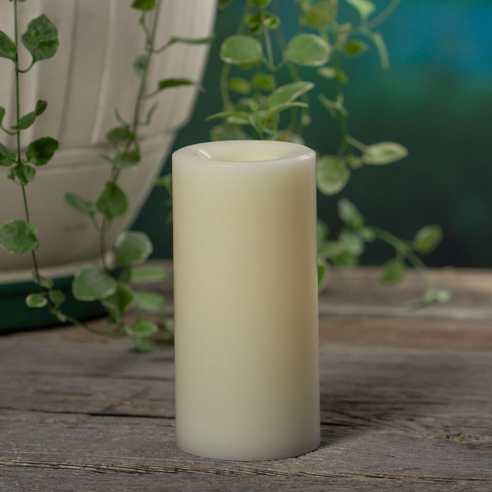 slide 2 of 4, Sterno Home Unscented Off-white Flameless LED Pillar candle All Weather Wax, 1 ct