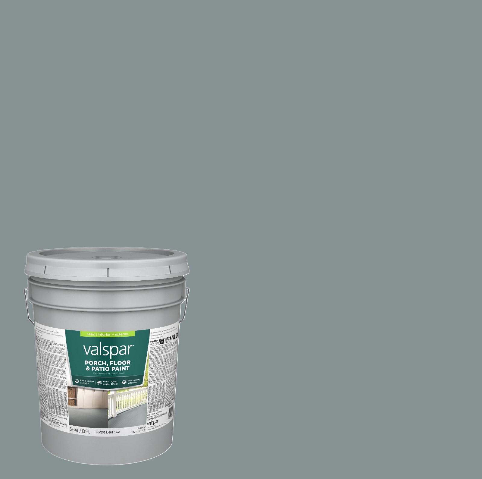 slide 1 of 6, Valspar Porch and Floor Light Gray Satin Interior/Exterior Porch and Floor paint ( 5-gallon ), 1 ct