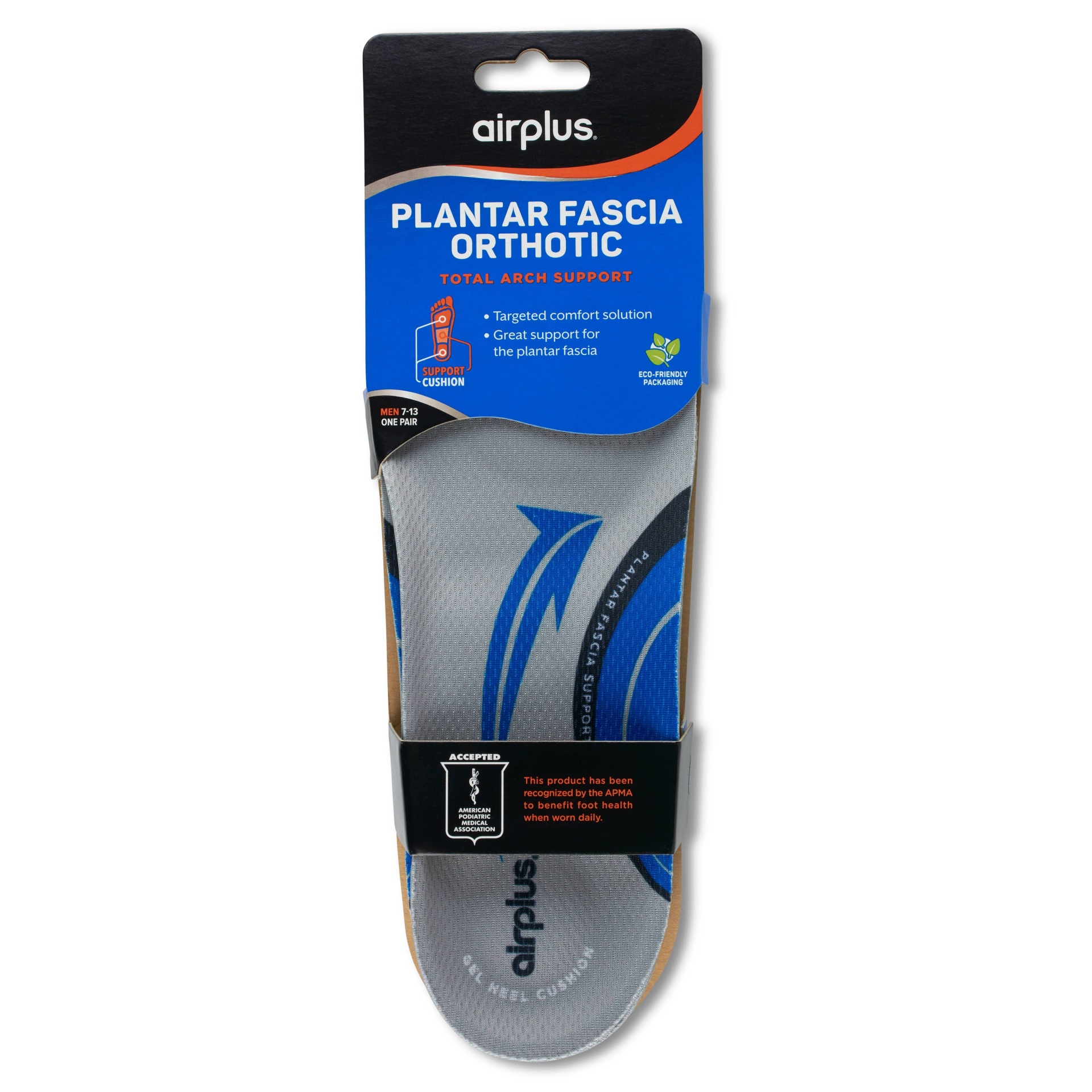 slide 1 of 7, Airplus Plantar Fascia Orthotic Insole For Men, 1 ct