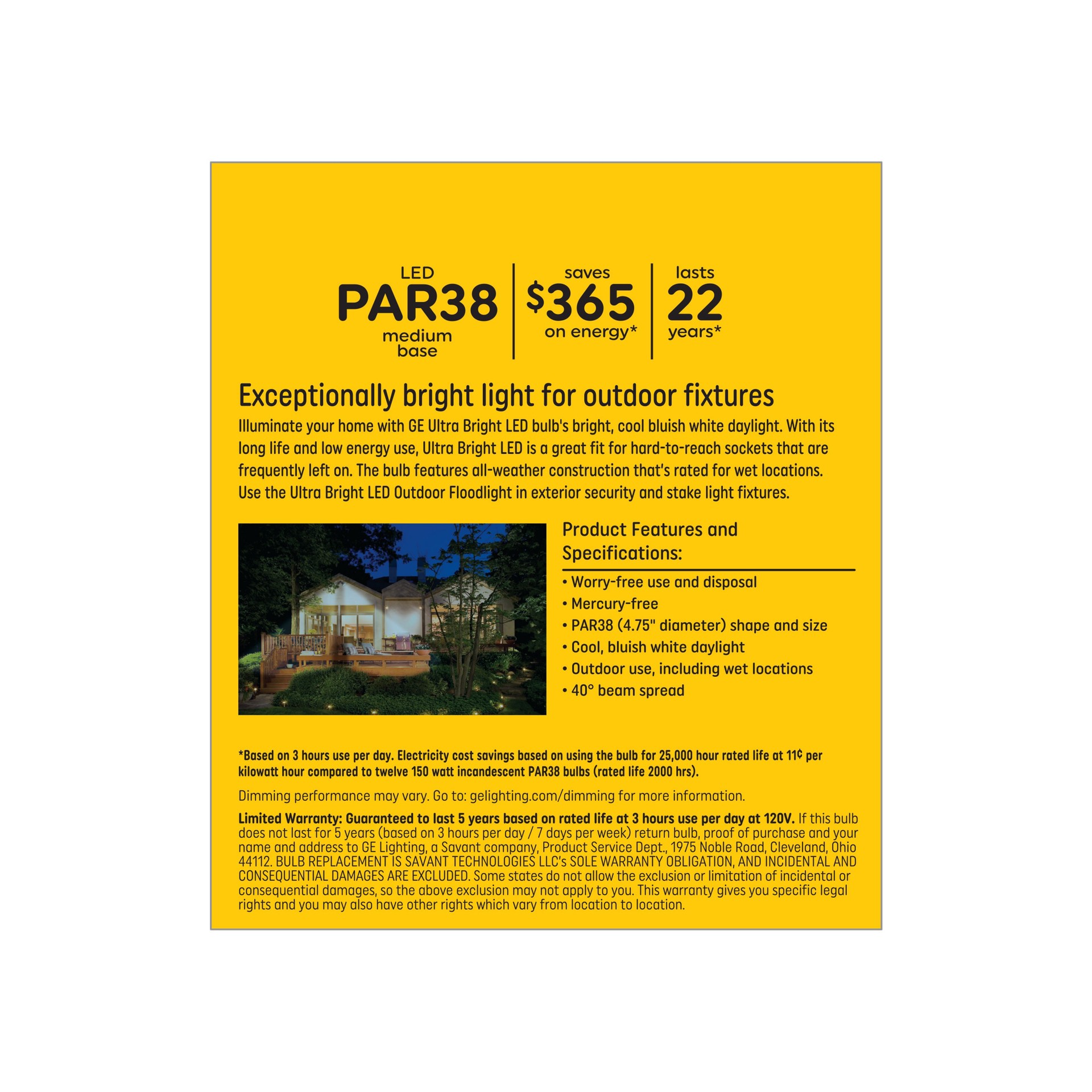 slide 3 of 6, GE 150-Watt EQ PAR38 Daylight Medium Base (e-26) Dimmable LED Light Bulb, 1 ct