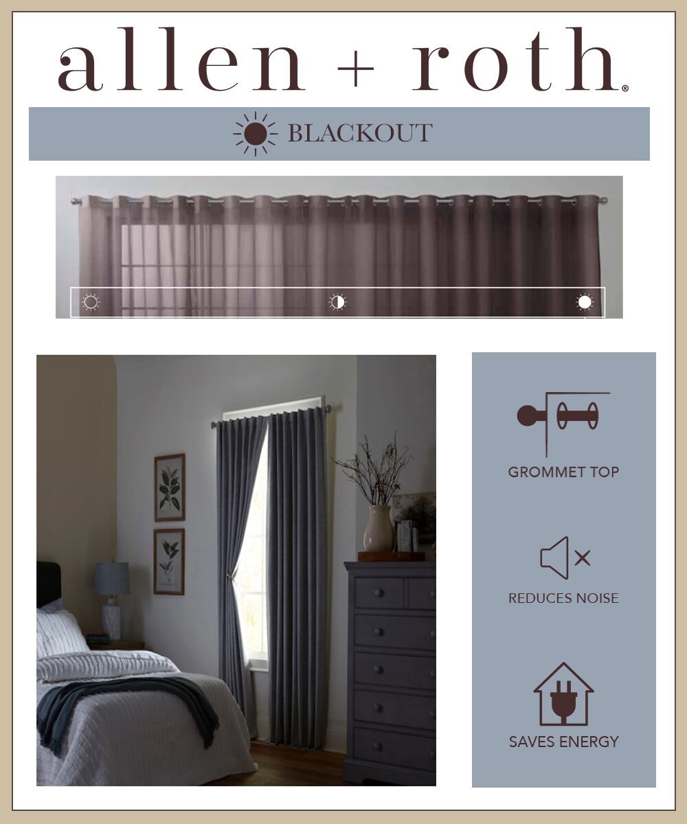 slide 5 of 6, allen + roth 84-in Grey Blackout Thermal lined Back tab Single curtain panel, 1 ct