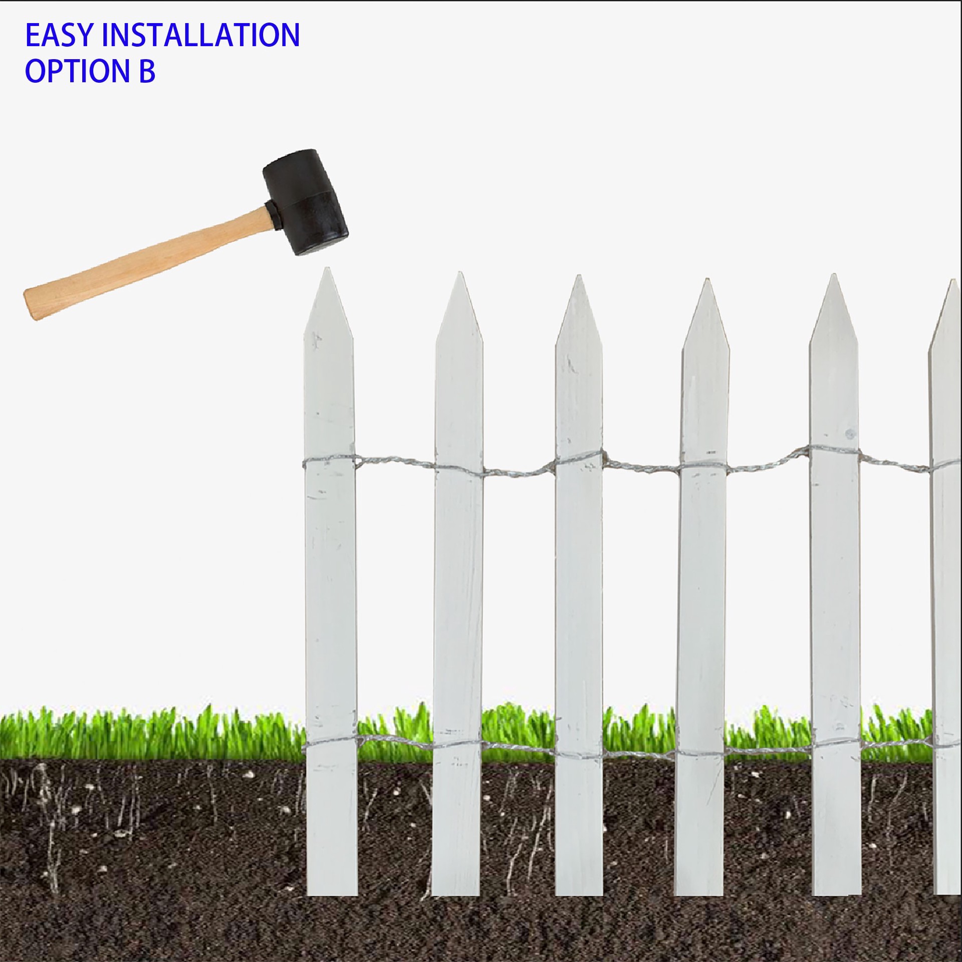 slide 4 of 6, 15-ft x 2-ft White Cedar Picket Woven Wire Rolled Fencing, 1 ct