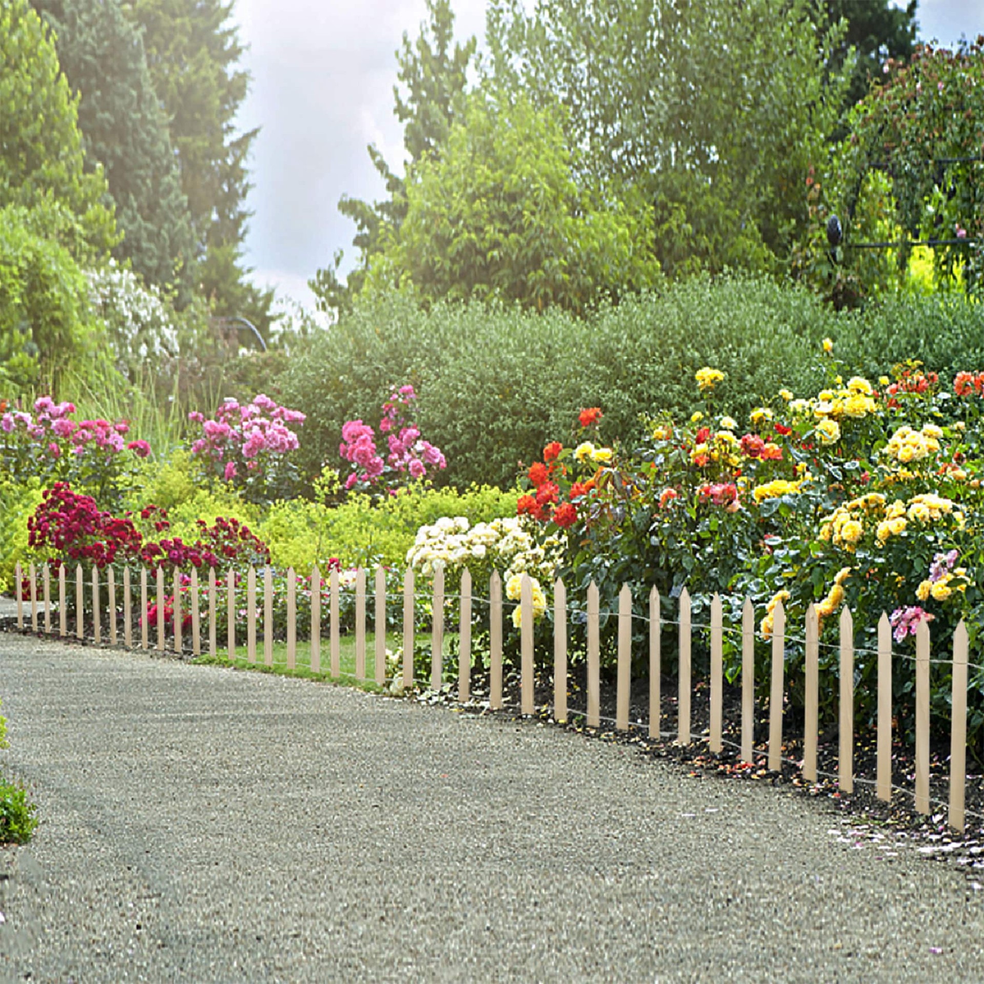 slide 5 of 6, 15-ft x 2-ft Brown Cedar Picket Woven Wire Rolled Fencing, 1 ct