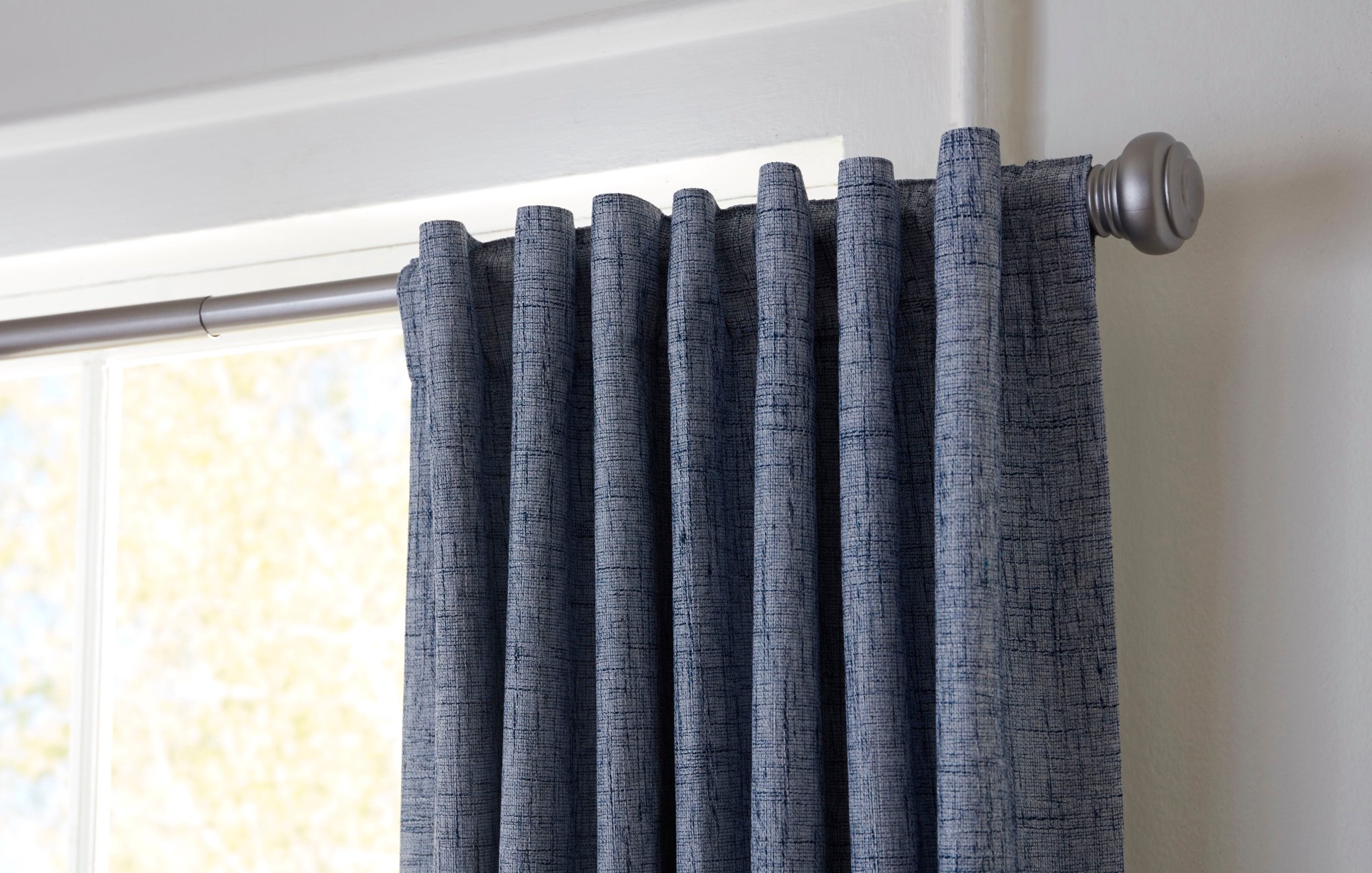 slide 3 of 6, allen + roth 84-in Navy Blackout Thermal lined Back tab Single curtain panel, 1 ct