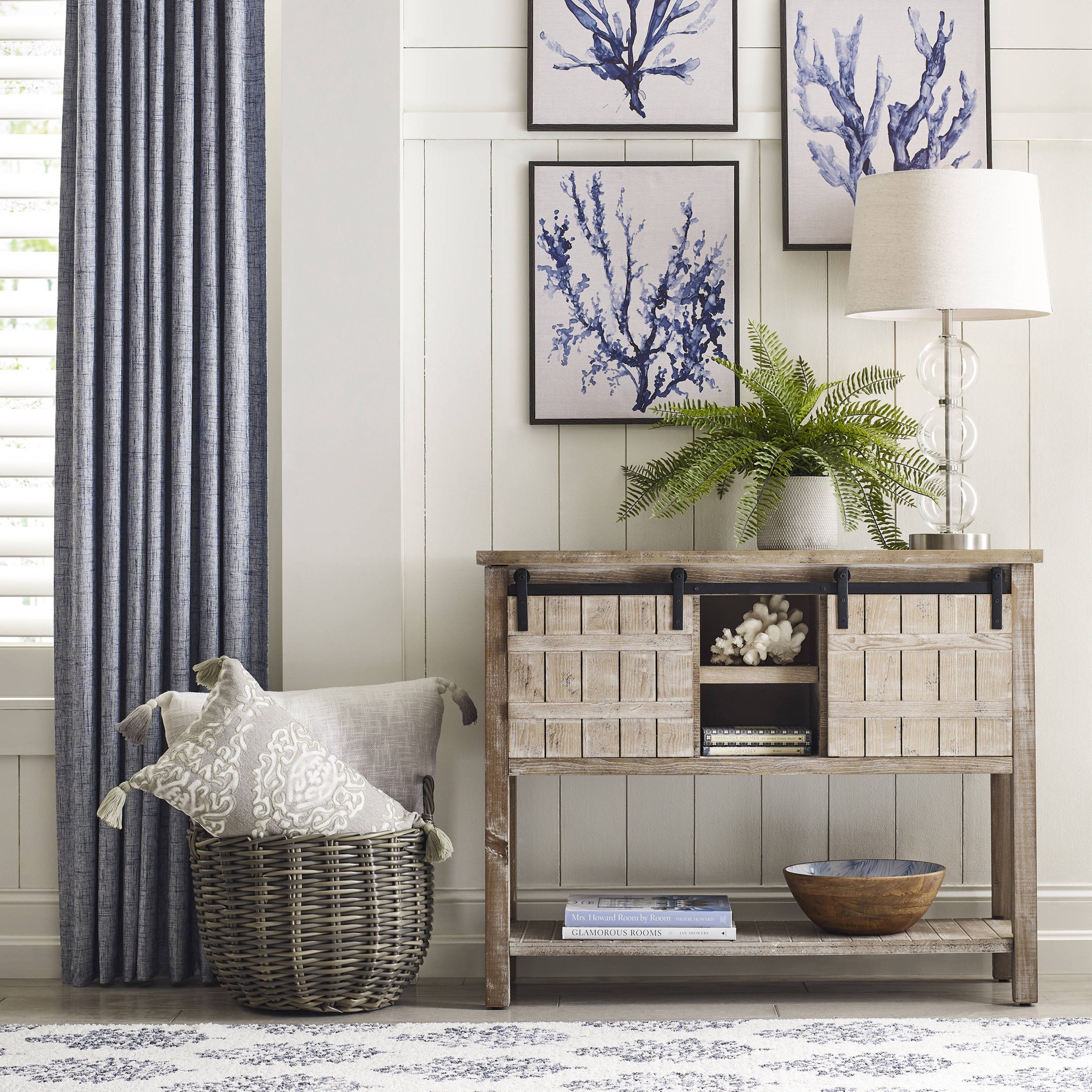 slide 5 of 6, allen + roth 84-in Navy Blackout Thermal lined Back tab Single curtain panel, 1 ct