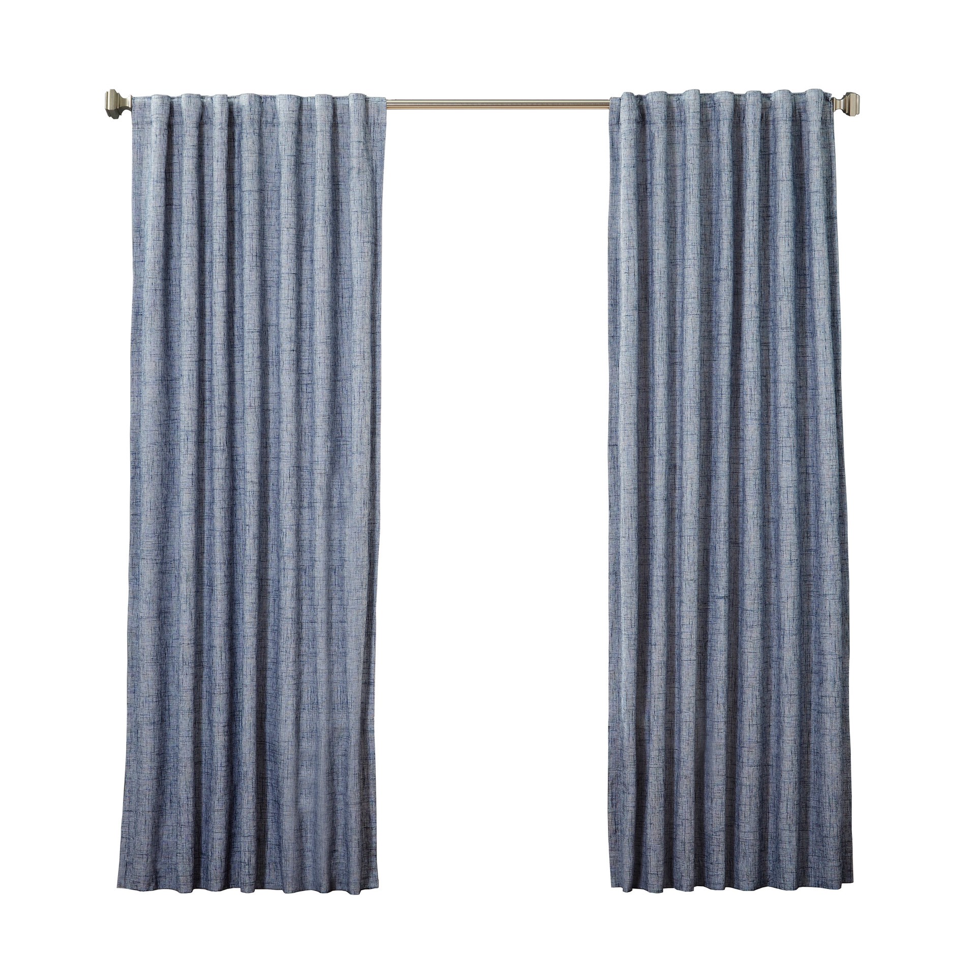 slide 1 of 6, allen + roth 84-in Navy Blackout Thermal lined Back tab Single curtain panel, 1 ct