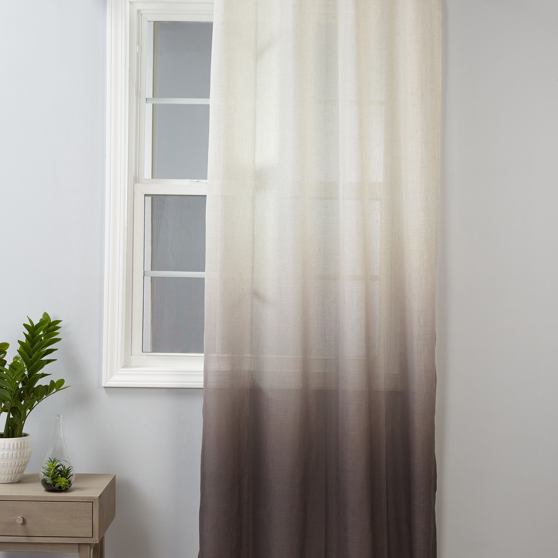 slide 2 of 6, allen + roth 84-in Taupe Ombre Light filtering Grommet Single curtain panel, 1 ct