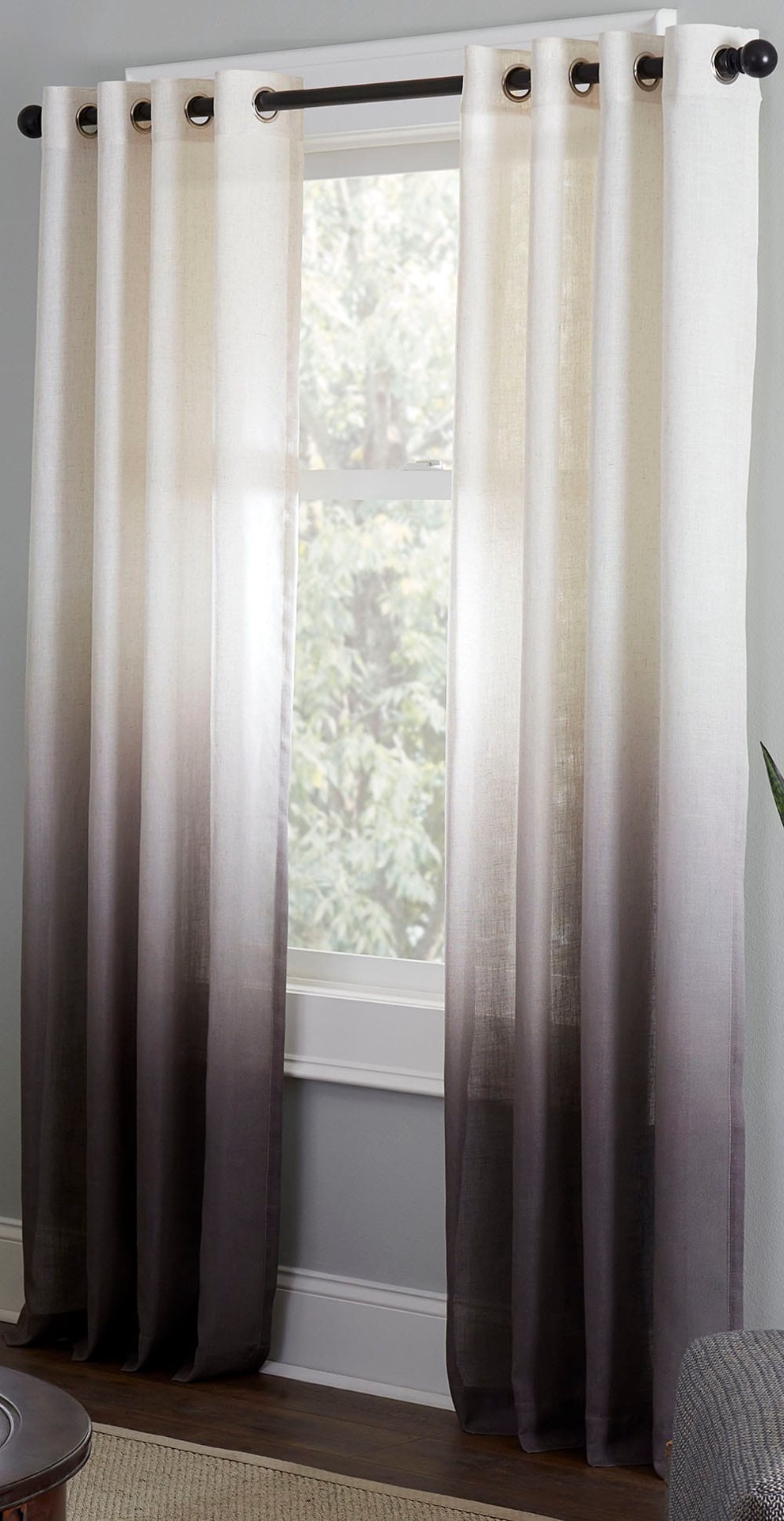 slide 1 of 6, allen + roth 84-in Taupe Ombre Light filtering Grommet Single curtain panel, 1 ct