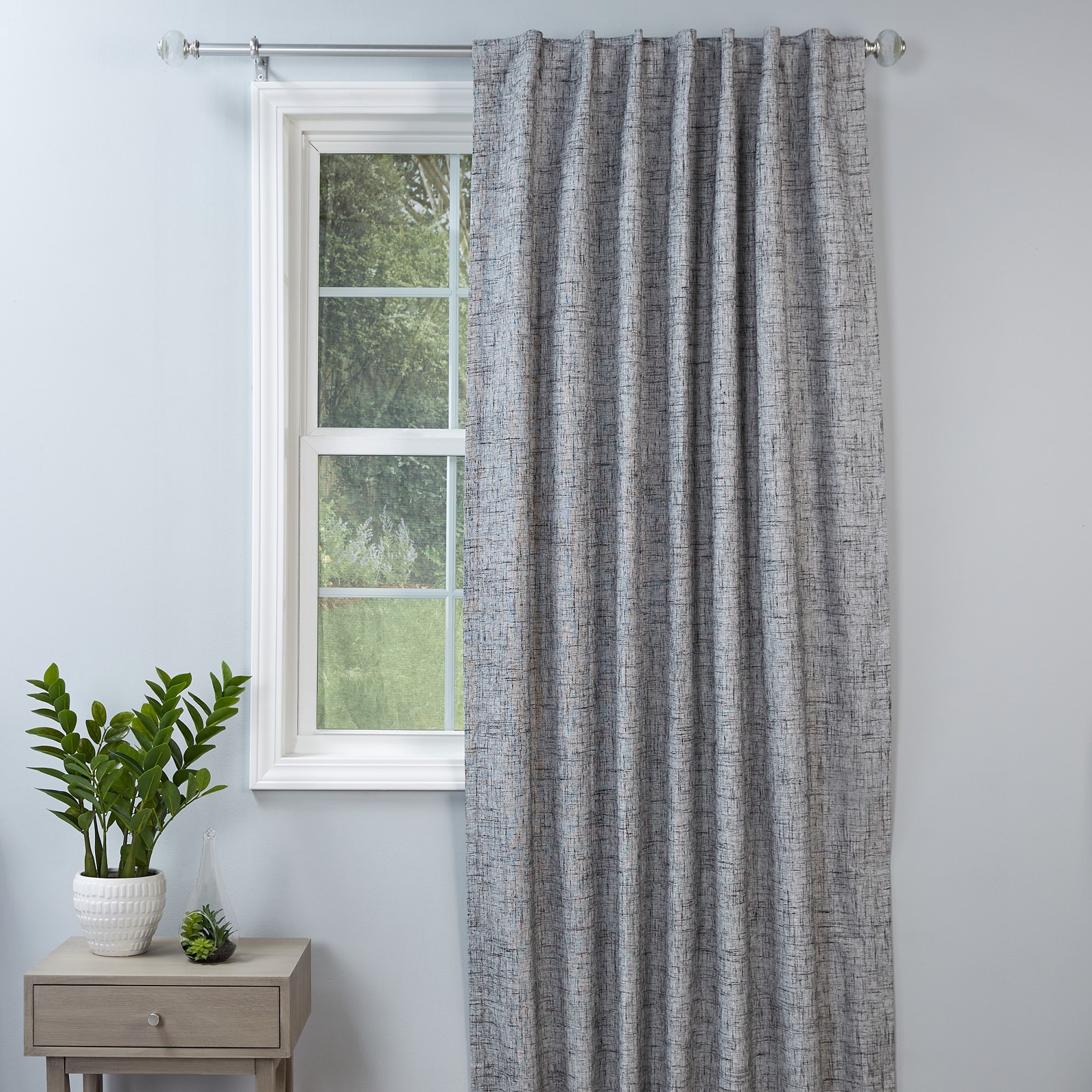slide 4 of 6, Style Selections 63-in Black Blackout Thermal lined Back tab Single curtain panel, 1 ct