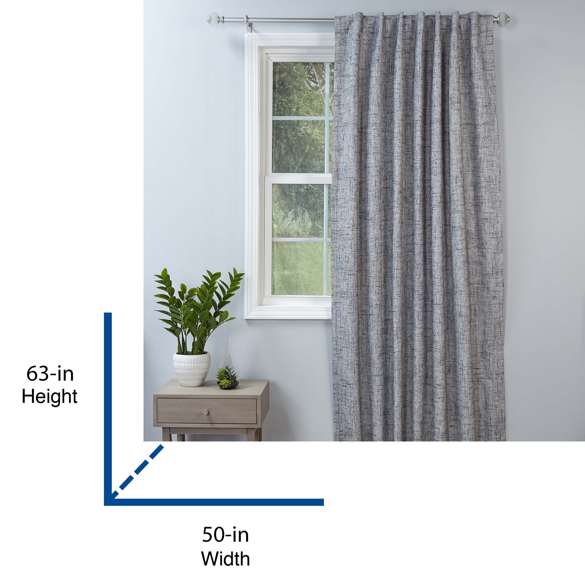 slide 5 of 6, Style Selections 63-in Black Blackout Thermal lined Back tab Single curtain panel, 1 ct