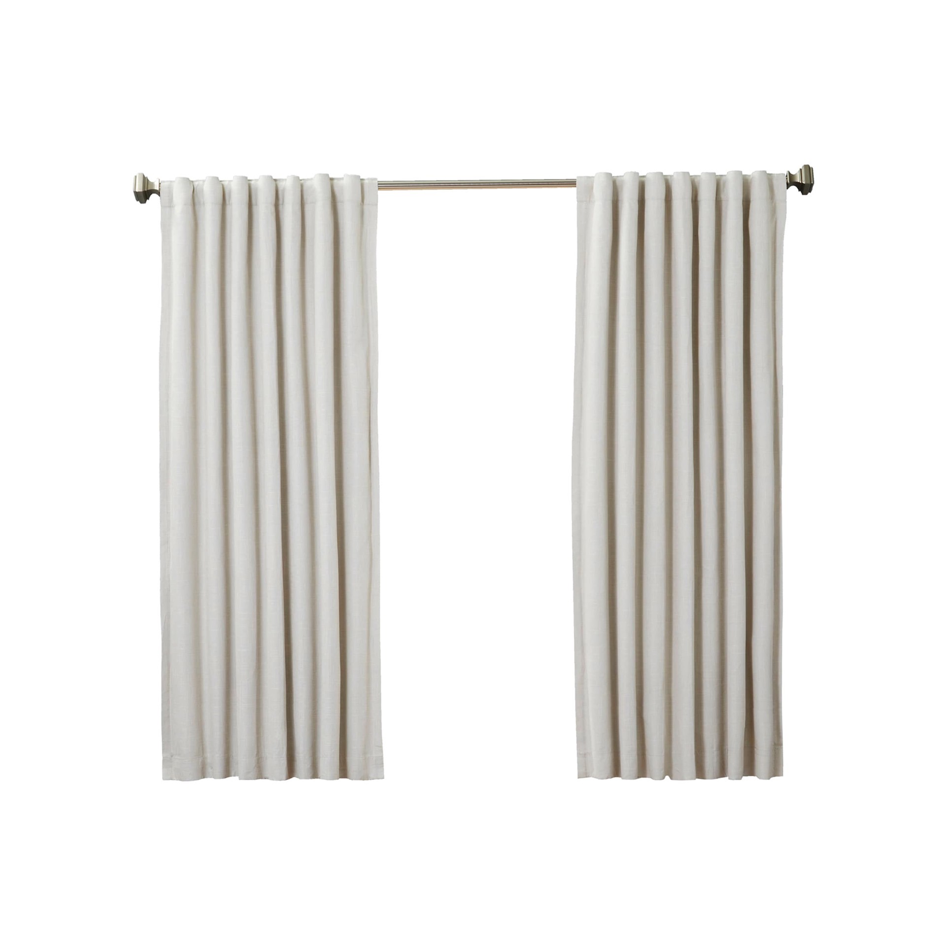 slide 1 of 6, allen + roth 63-in Cream Blackout Thermal lined Back tab Single curtain panel, 1 ct
