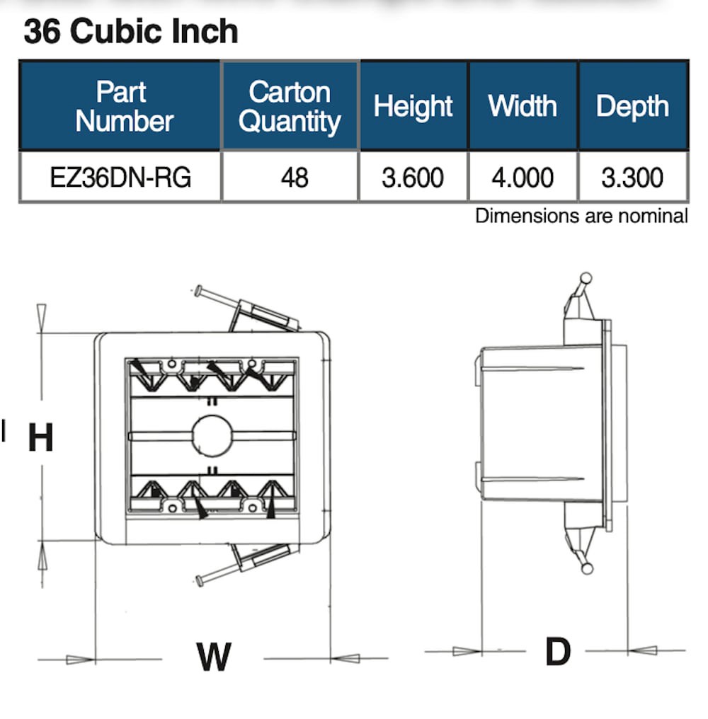 slide 3 of 6, CANTEX 2 -Gang PVC New work Switch/Outlet Electrical Box, 1 ct