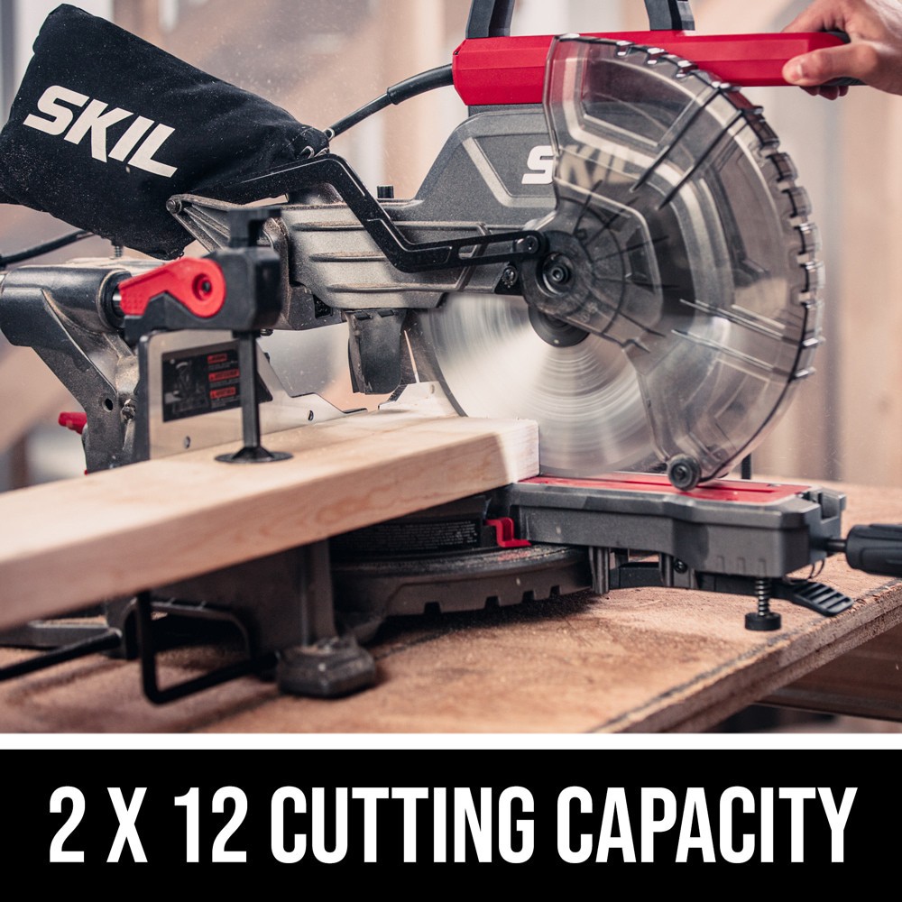 slide 5 of 6, SKIL 10-in 15-Amp Dual Bevel Sliding Compound Corded Miter Saw, 1 ct