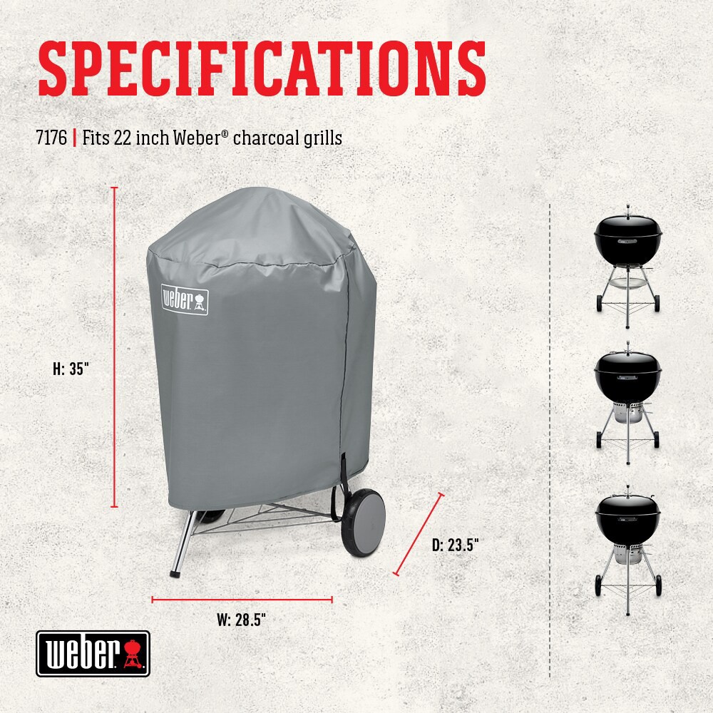 slide 3 of 6, Weber 28.5-in W x 35-in H Gray Charcoal Grill Cover, 1 ct