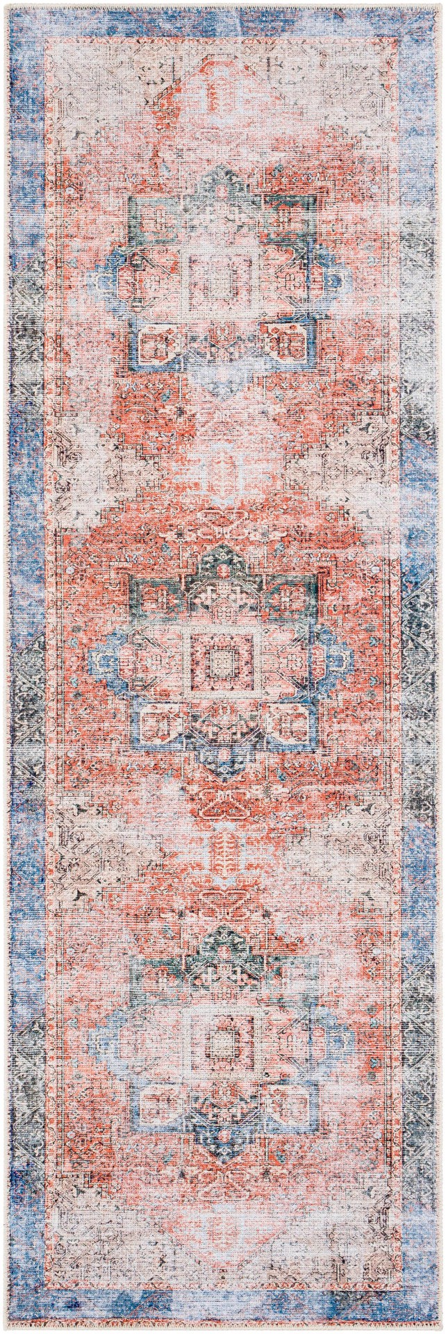 slide 5 of 6, allen + roth with STAINMASTER Amelie 2 x 8 (ft) Loomed Coral Rectangular Indoor Medallion Persian Pet Friendly Runner rug, 1 ct