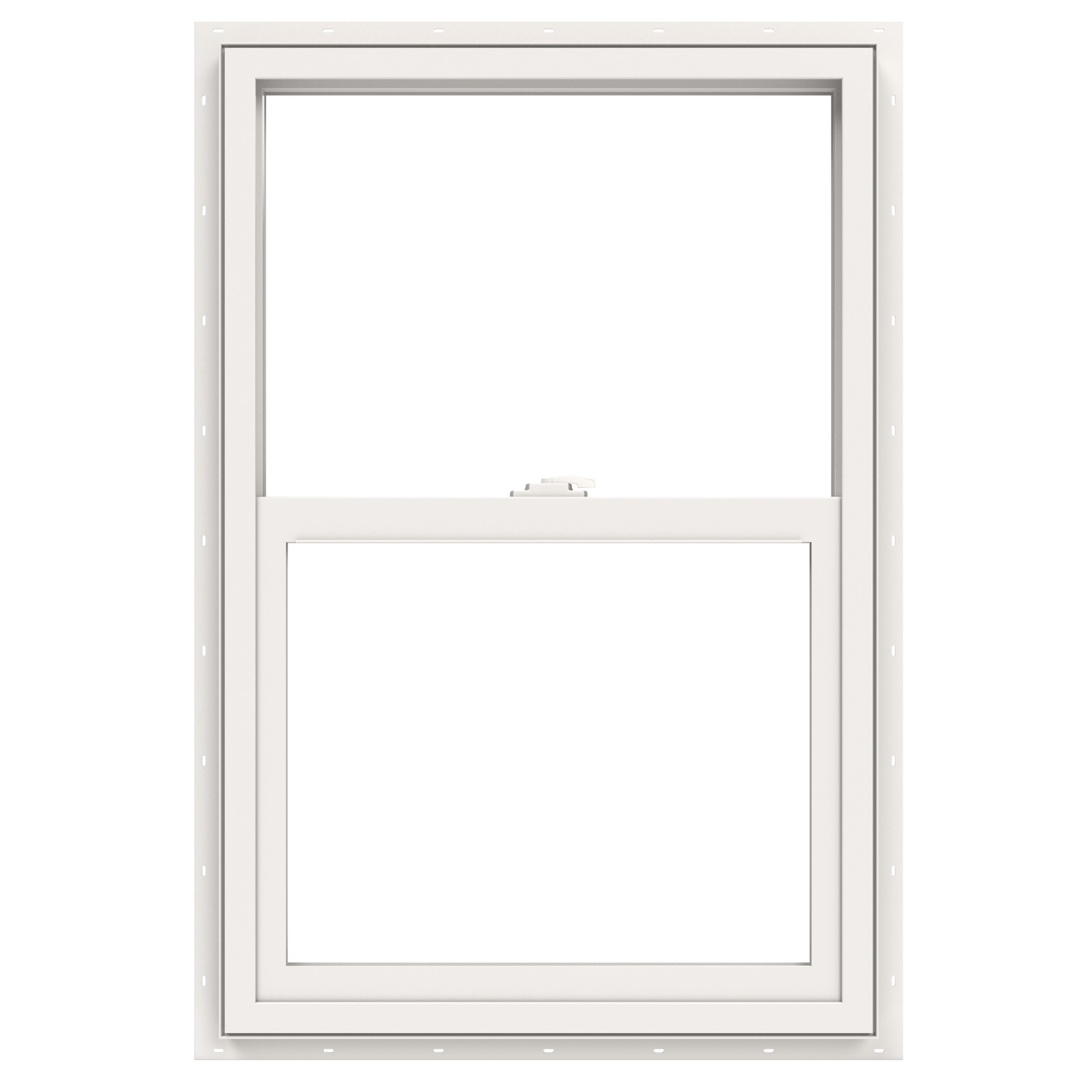 slide 2 of 6, JELD-WEN V-2500 23-1/2-in x 35-1/2-in White Exterior Vinyl New Construction Single Hung Window Low-E Double Pane Glass (Half Screen Included), 1 ct