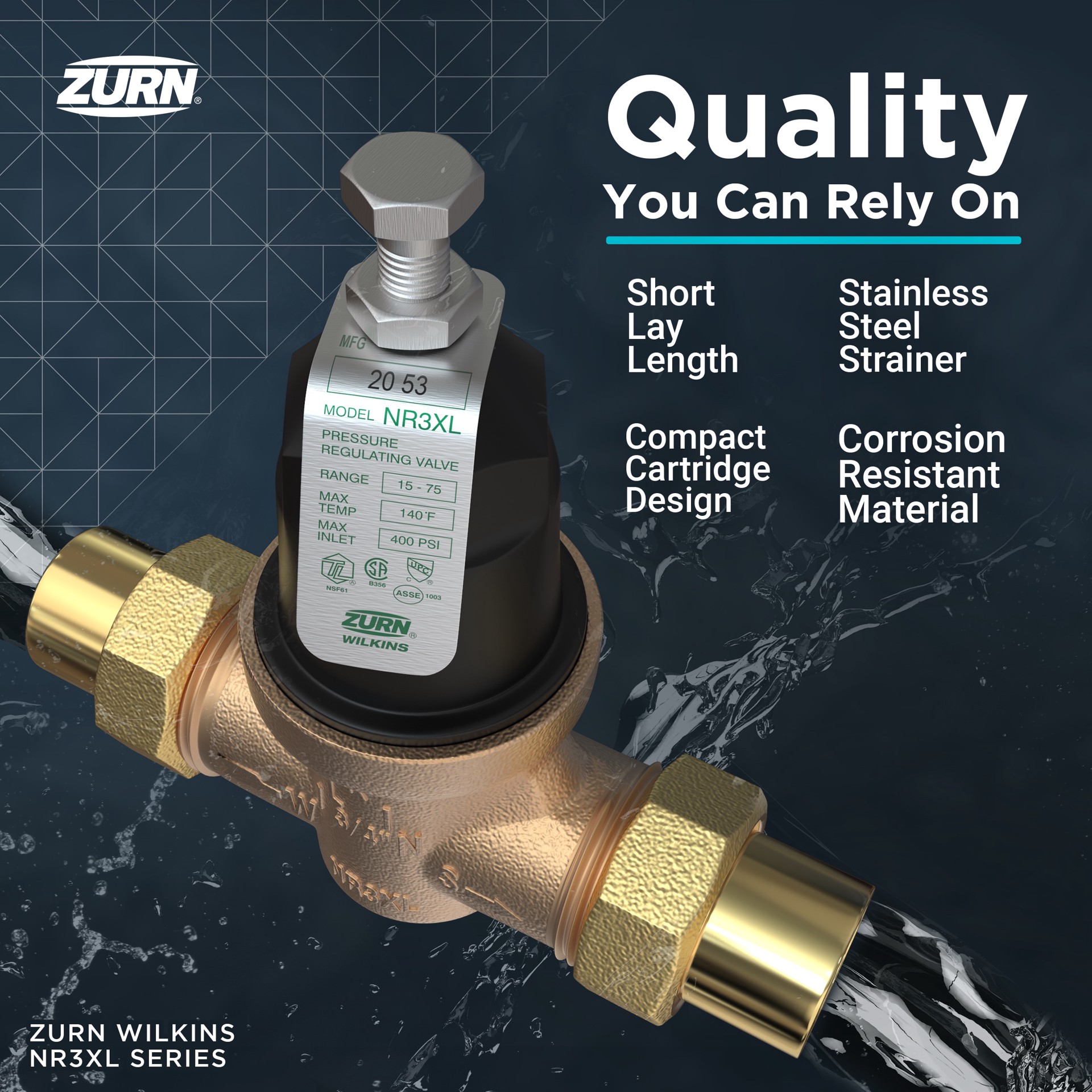 slide 6 of 6, Zurn Wilkins 3/4-in PEX Bronze Pressure regulator valve, 1 ct