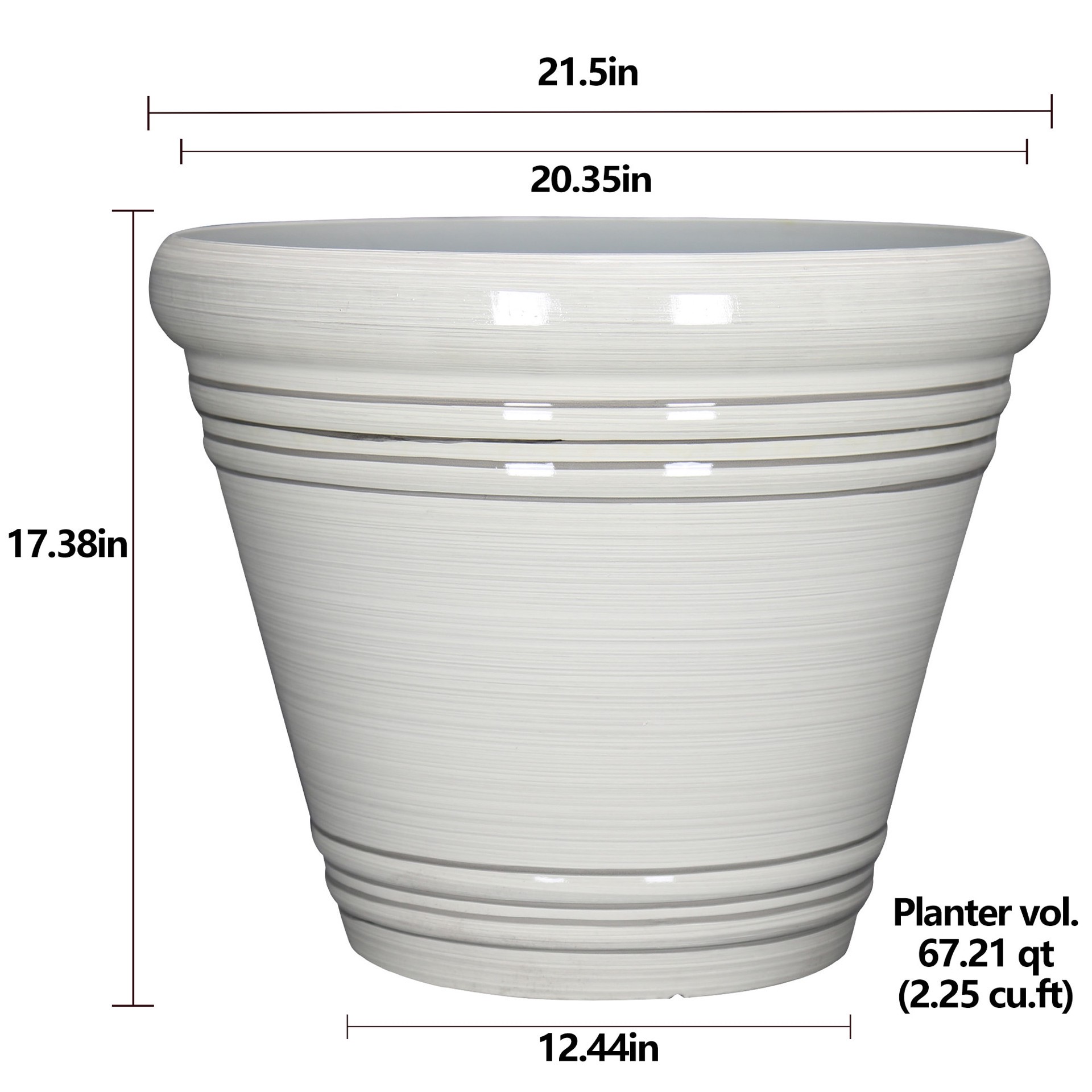 slide 4 of 6, Style Selections Round 20.35-in W x 17.38-in H x White Recycled plastic Contemporary/Modern Indoor/Outdoor Planter, 1 ct