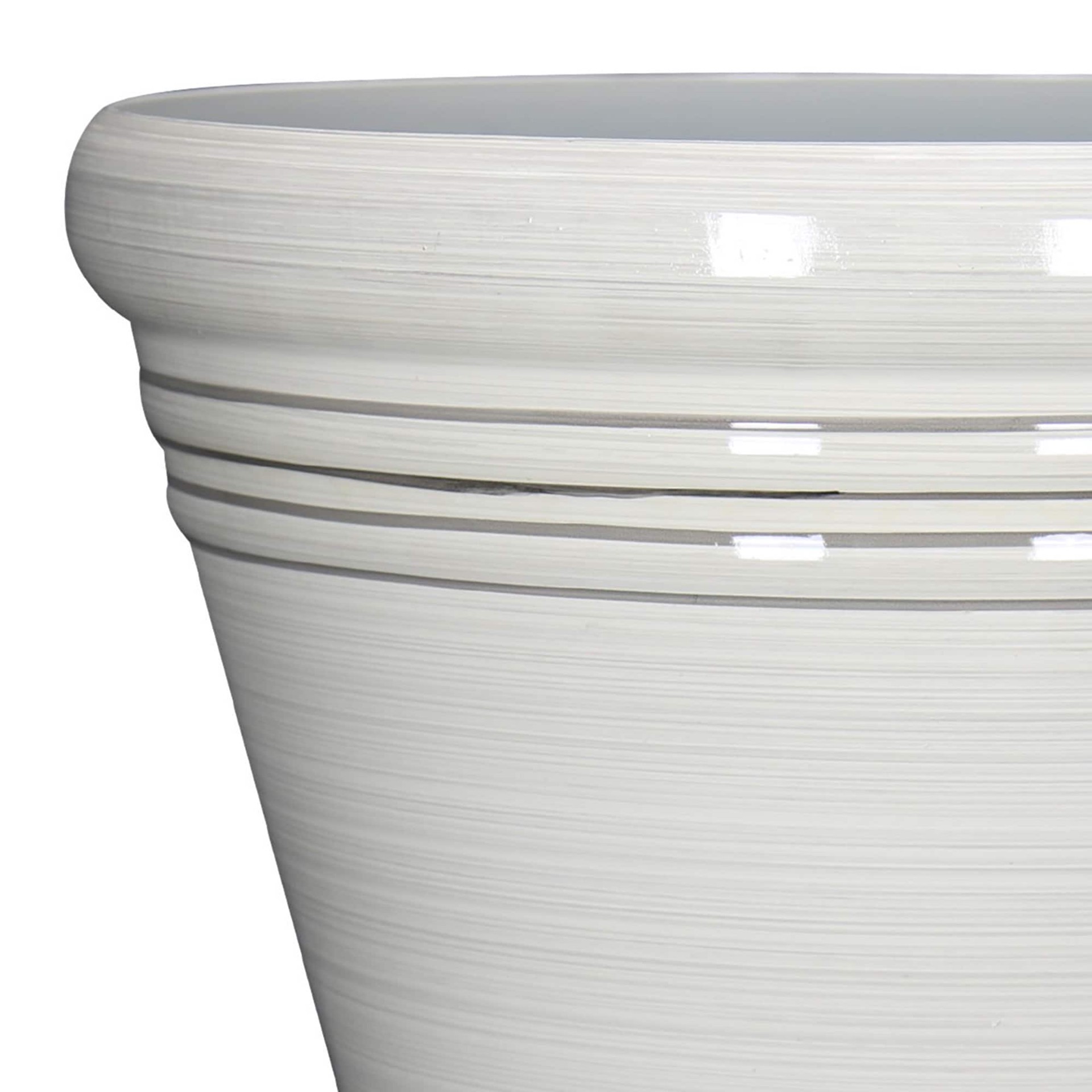 slide 5 of 6, Style Selections Round 20.35-in W x 17.38-in H x White Recycled plastic Contemporary/Modern Indoor/Outdoor Planter, 1 ct