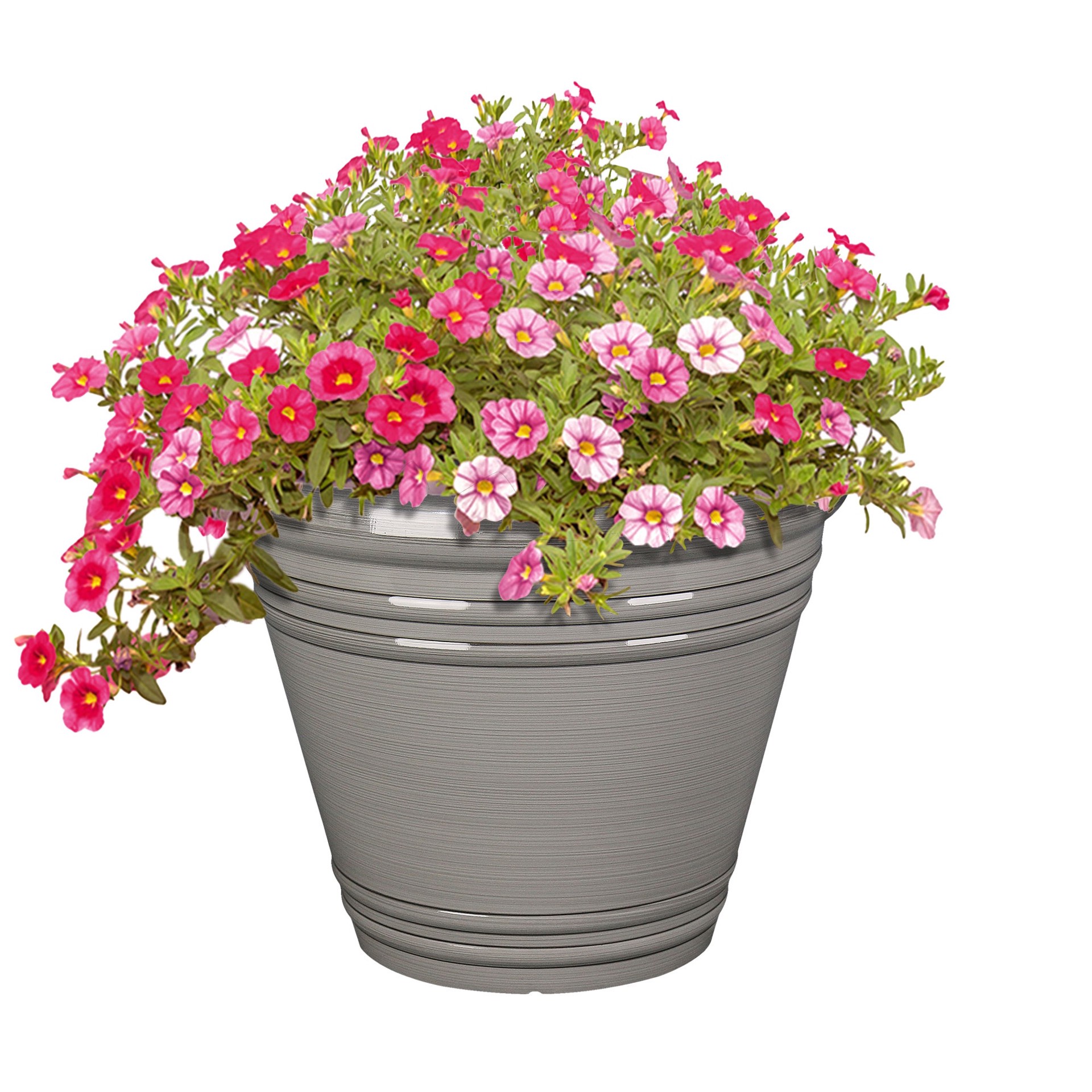 slide 3 of 6, Style Selections 20.35-in W x 17.38-in H Gray Resin Contemporary/Modern Indoor/Outdoor Planter, 1 ct