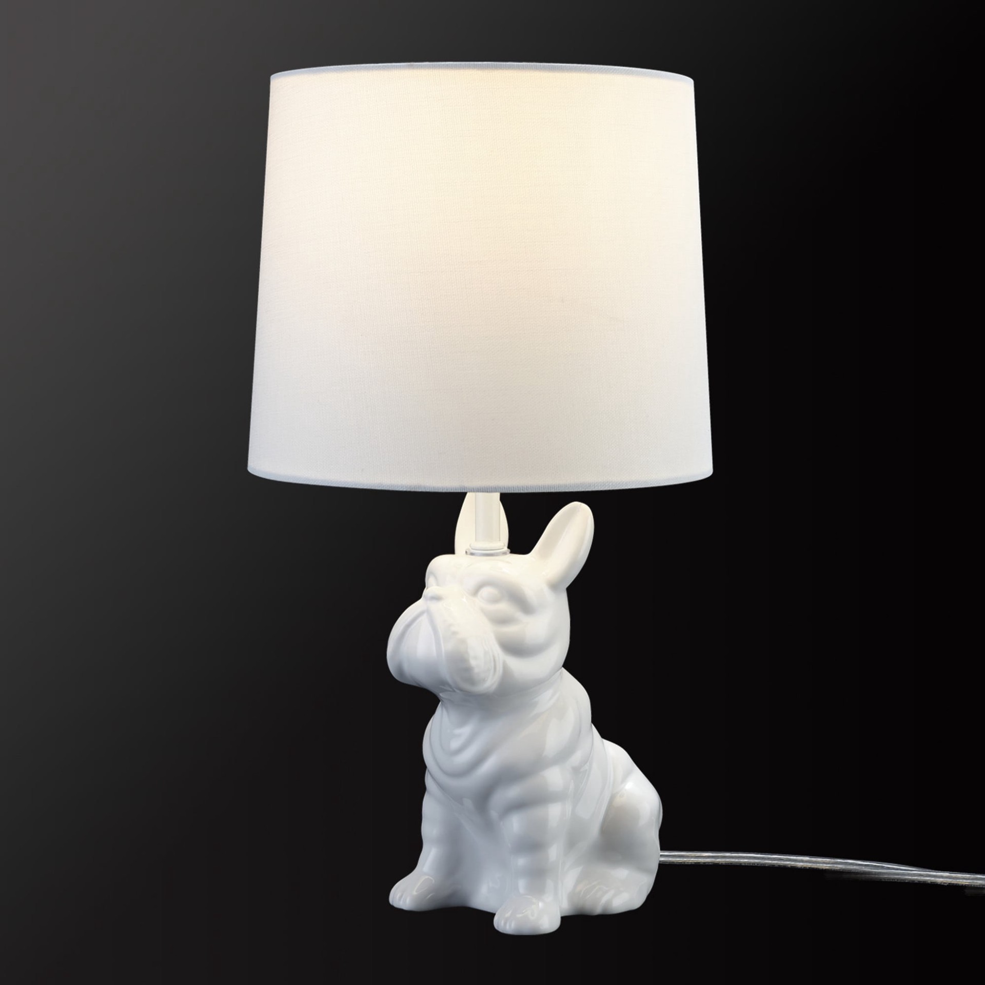 slide 3 of 6, Style Selections Toby 16-in White Table Lamp with Fabric Shade, 1 ct