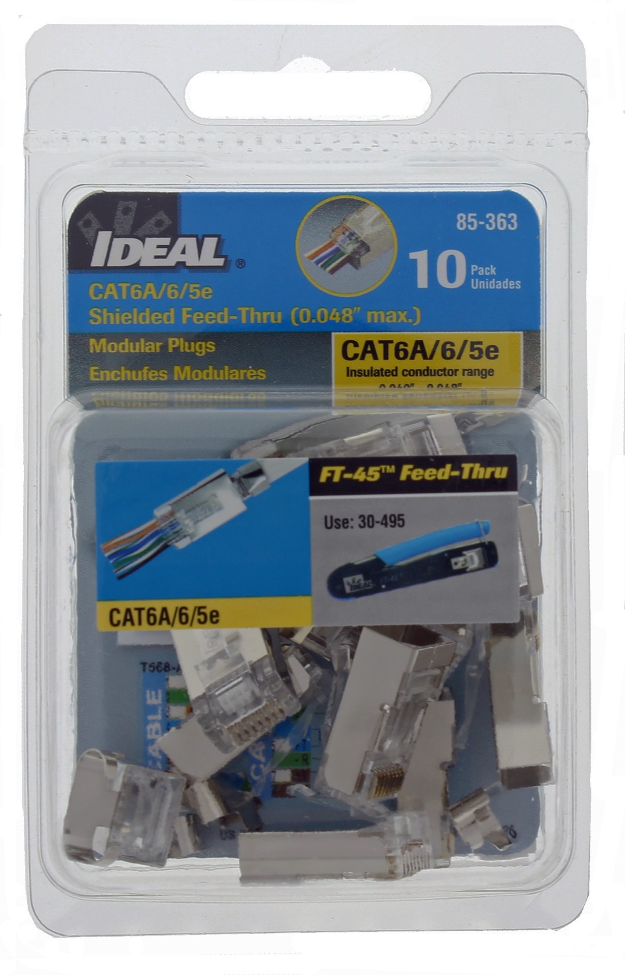 slide 6 of 6, IDEAL 10 -Pack Cat6 RJ45 Modular plug, 1 ct
