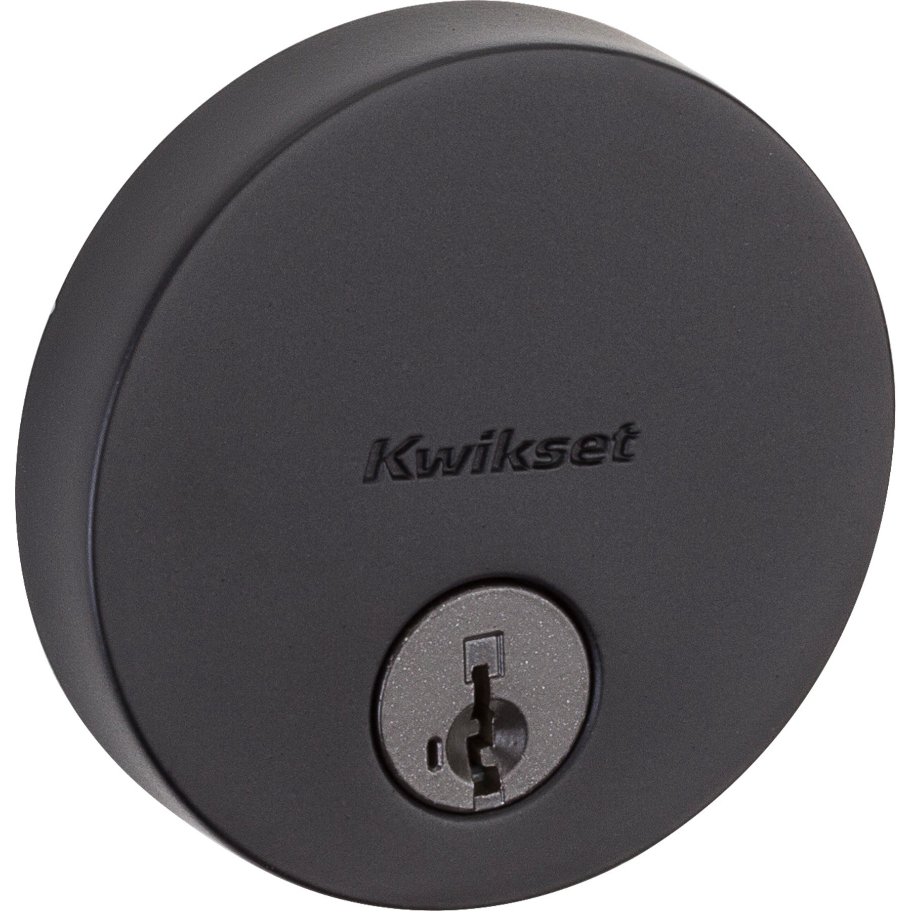 slide 3 of 6, Kwikset Signature Series Uptown Iron Black Single Cylinder Deadbolt ft. SmartKey Security, 1 ct